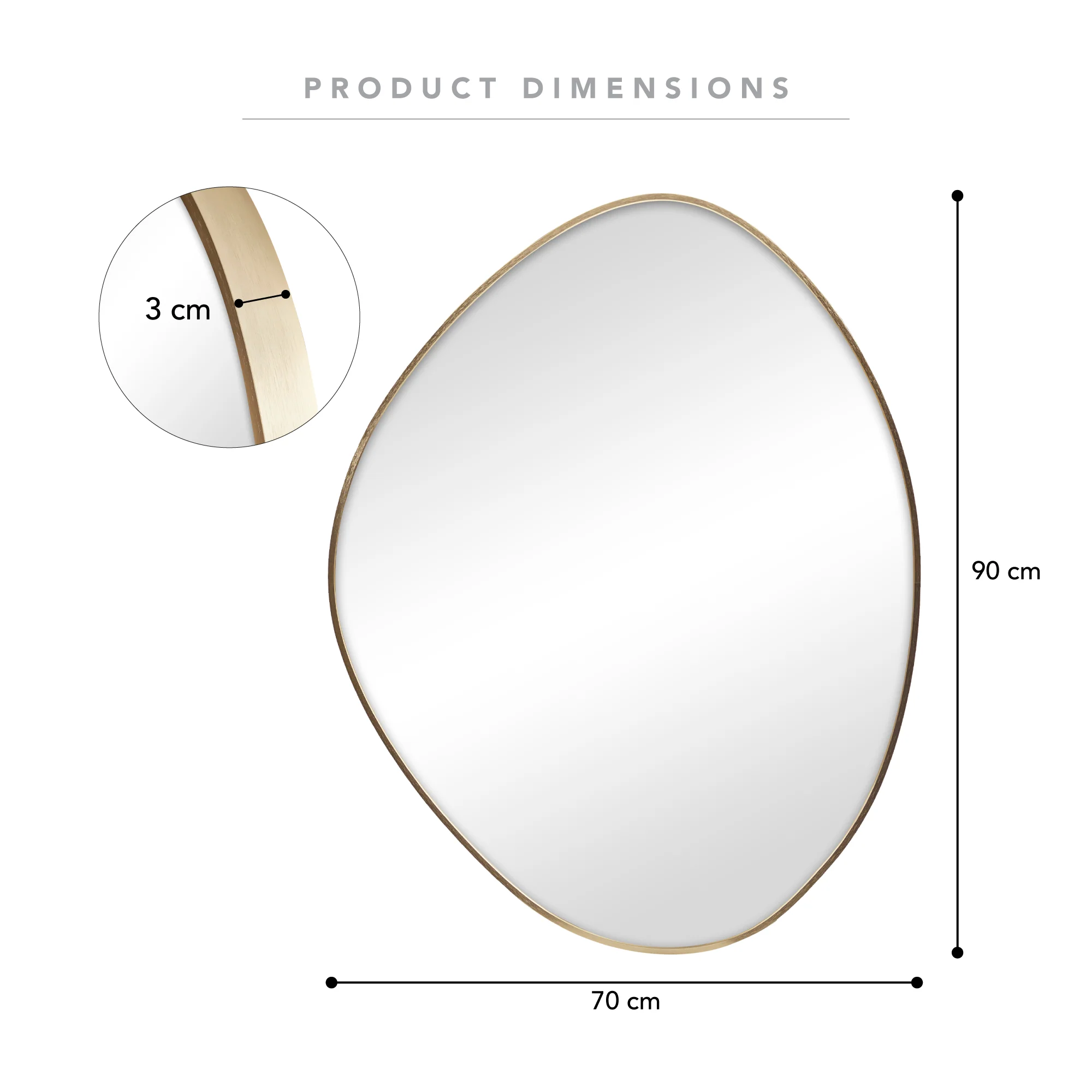 Kai 90cm Pebble Mirror Gold - Image 3