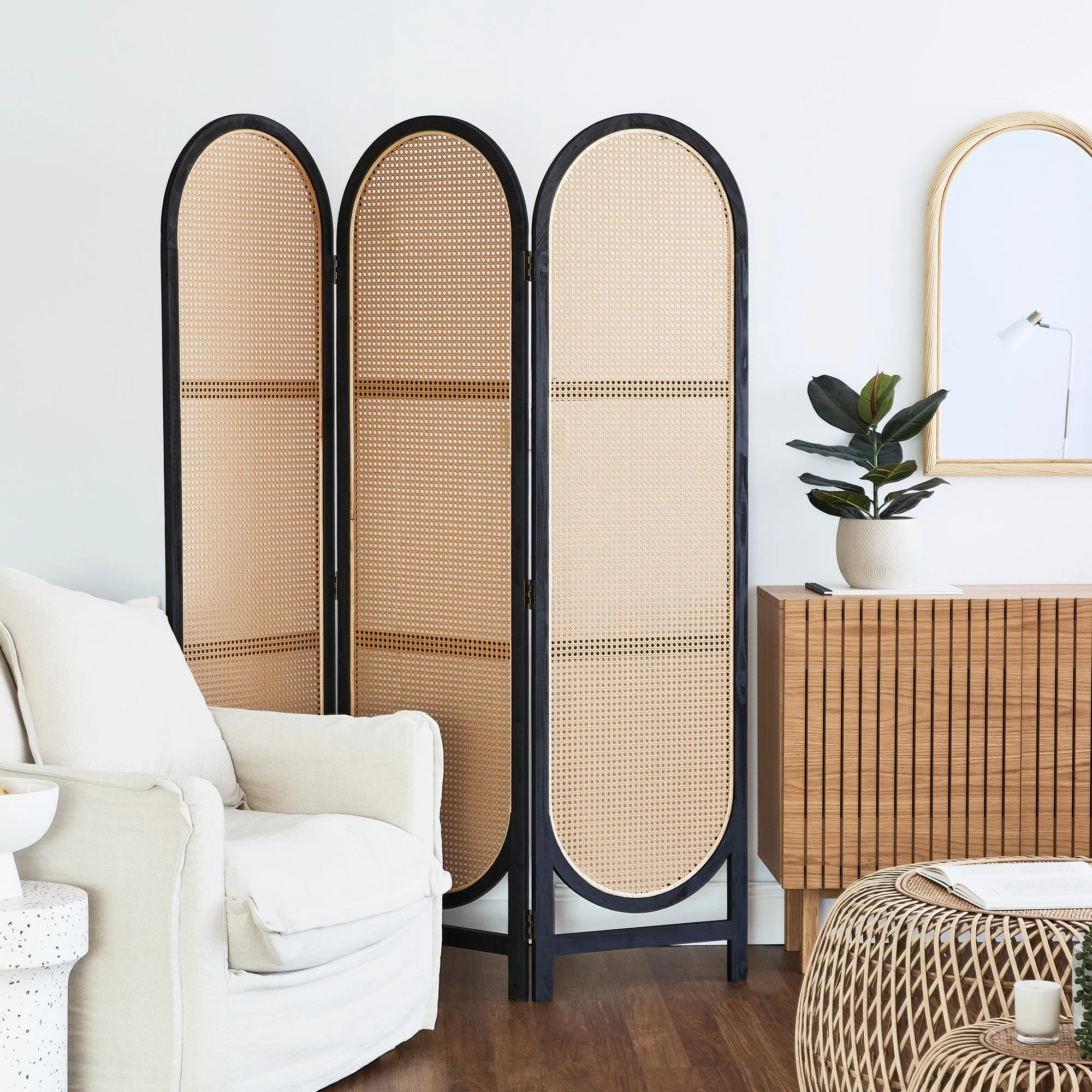 Kojo 3 Panel Room Screen Black - Image 10
