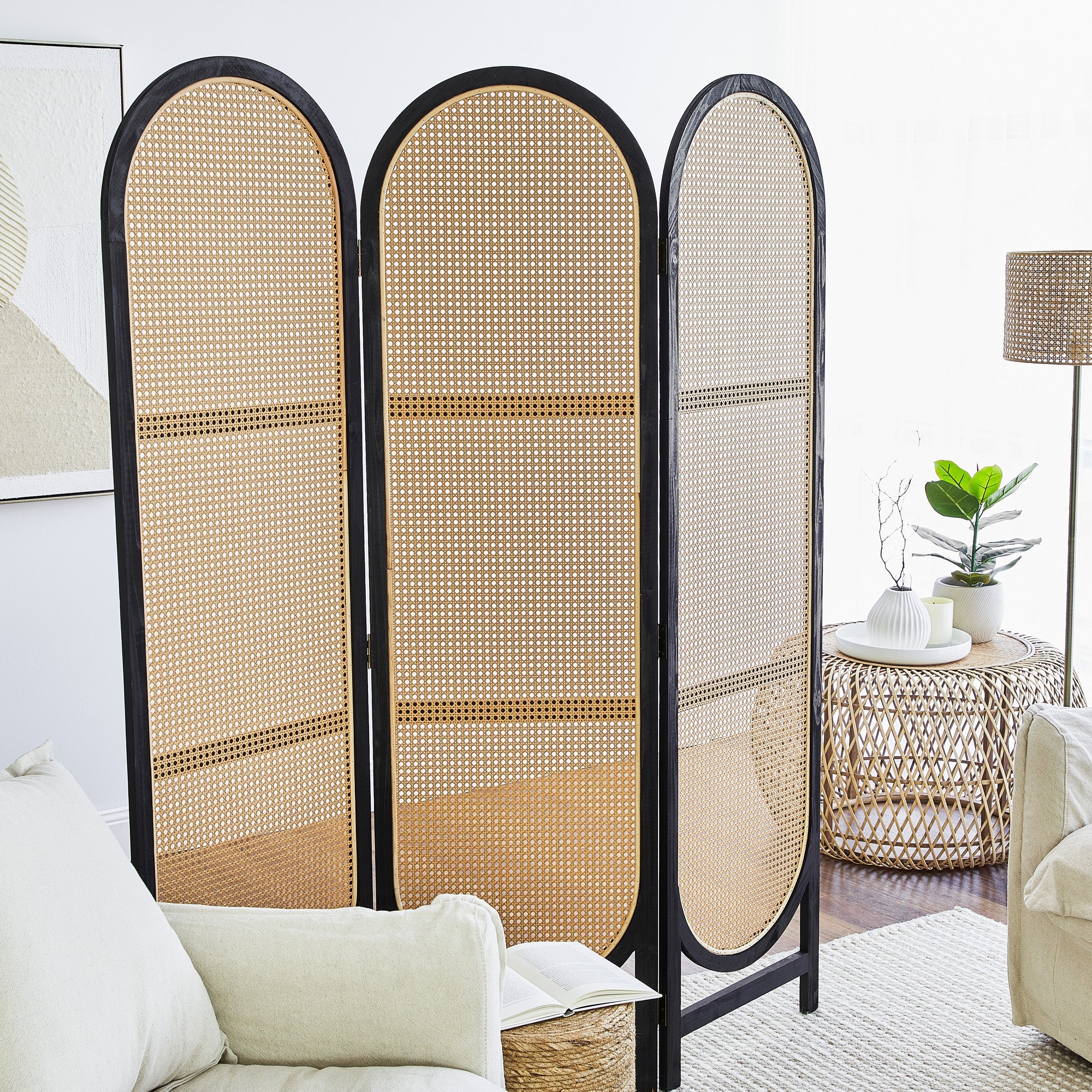 Kojo 3 Panel Room Screen Black - Image 4