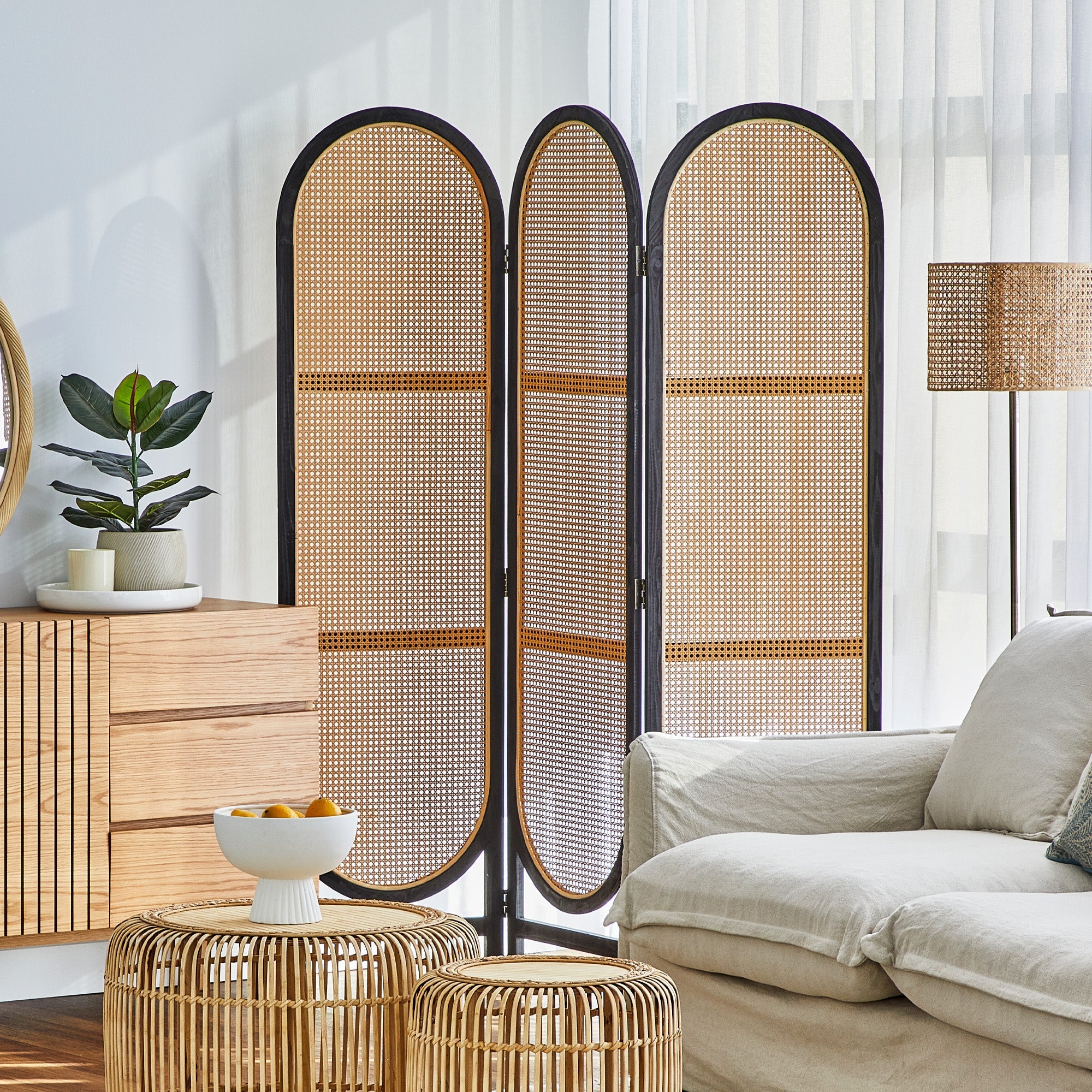 Kojo 3 Panel Room Screen Black - Image 7