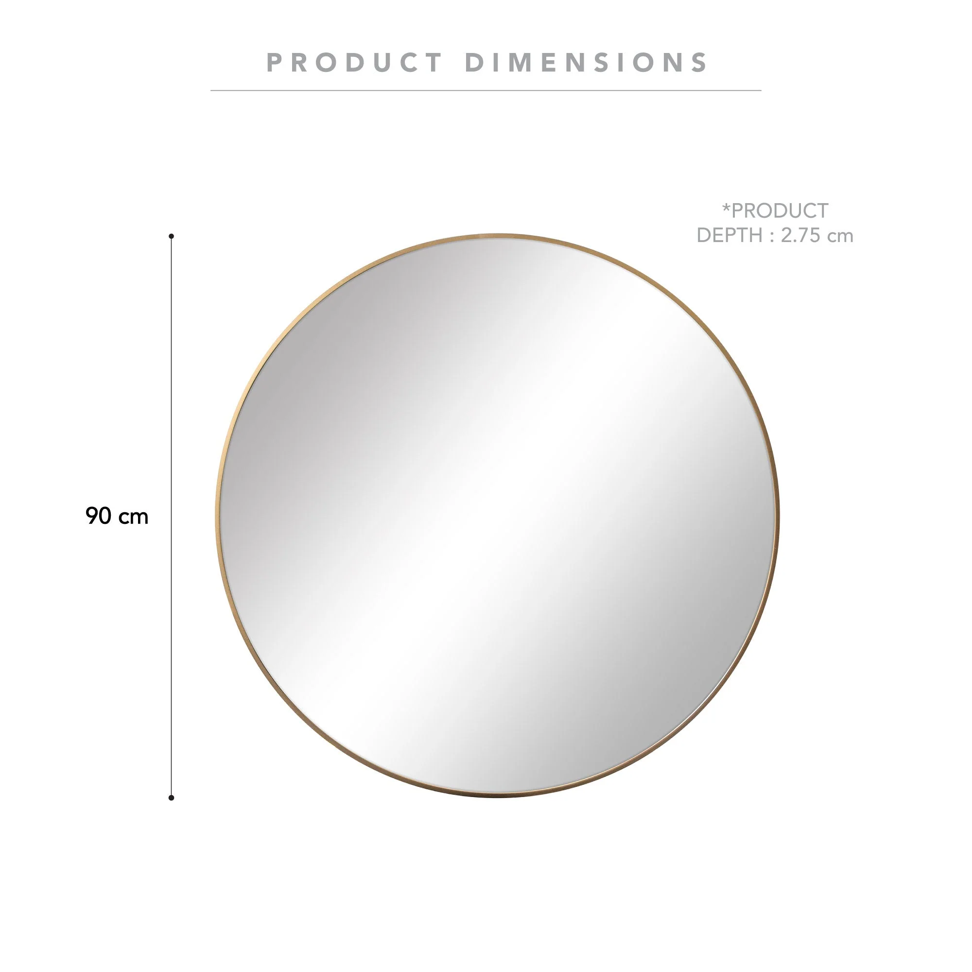 Linda 90cm Round Wall Mirror Gold - Image 4
