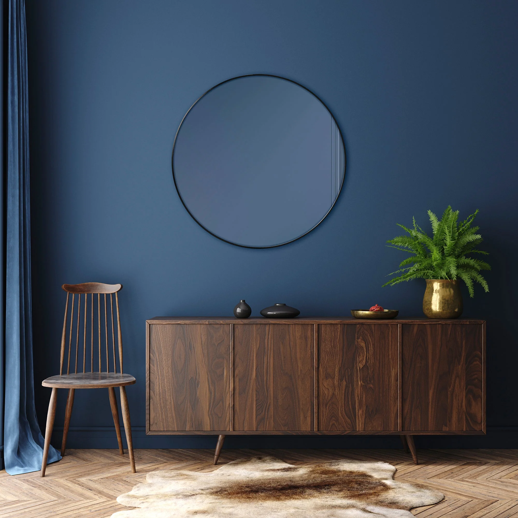 Linda 90cm Round Wall Mirror Black - Image 3