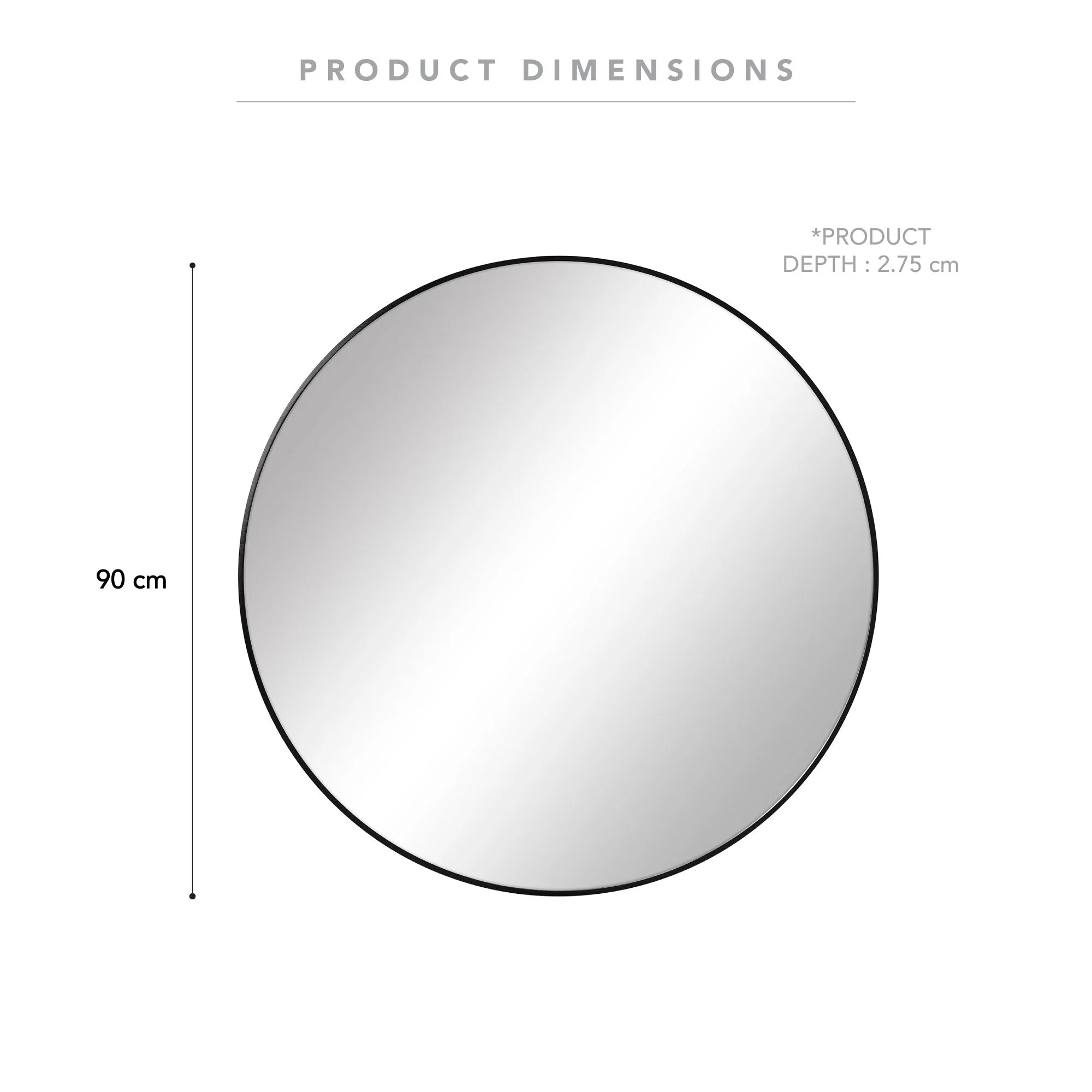 Linda 90cm Round Wall Mirror Black - Image 4