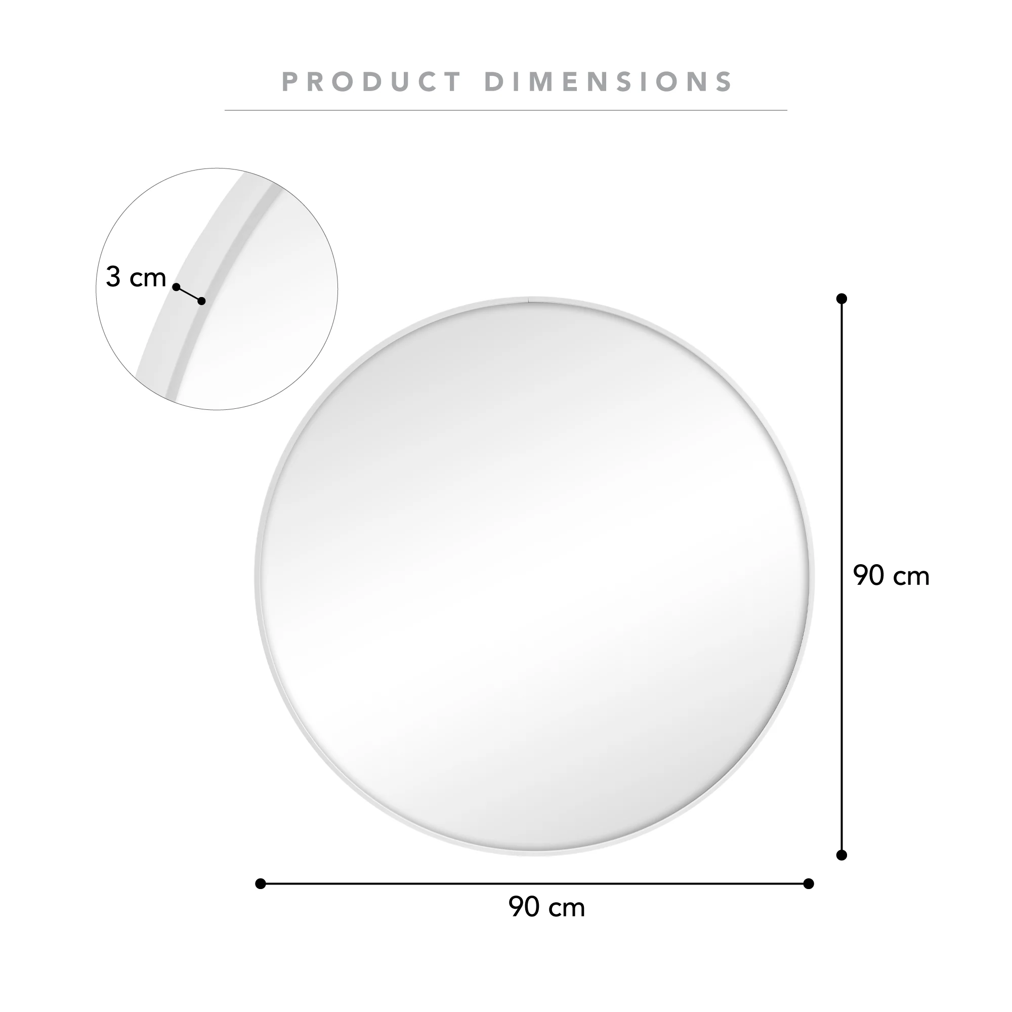 Linda 90cm Round Wall Mirror White - Image 3