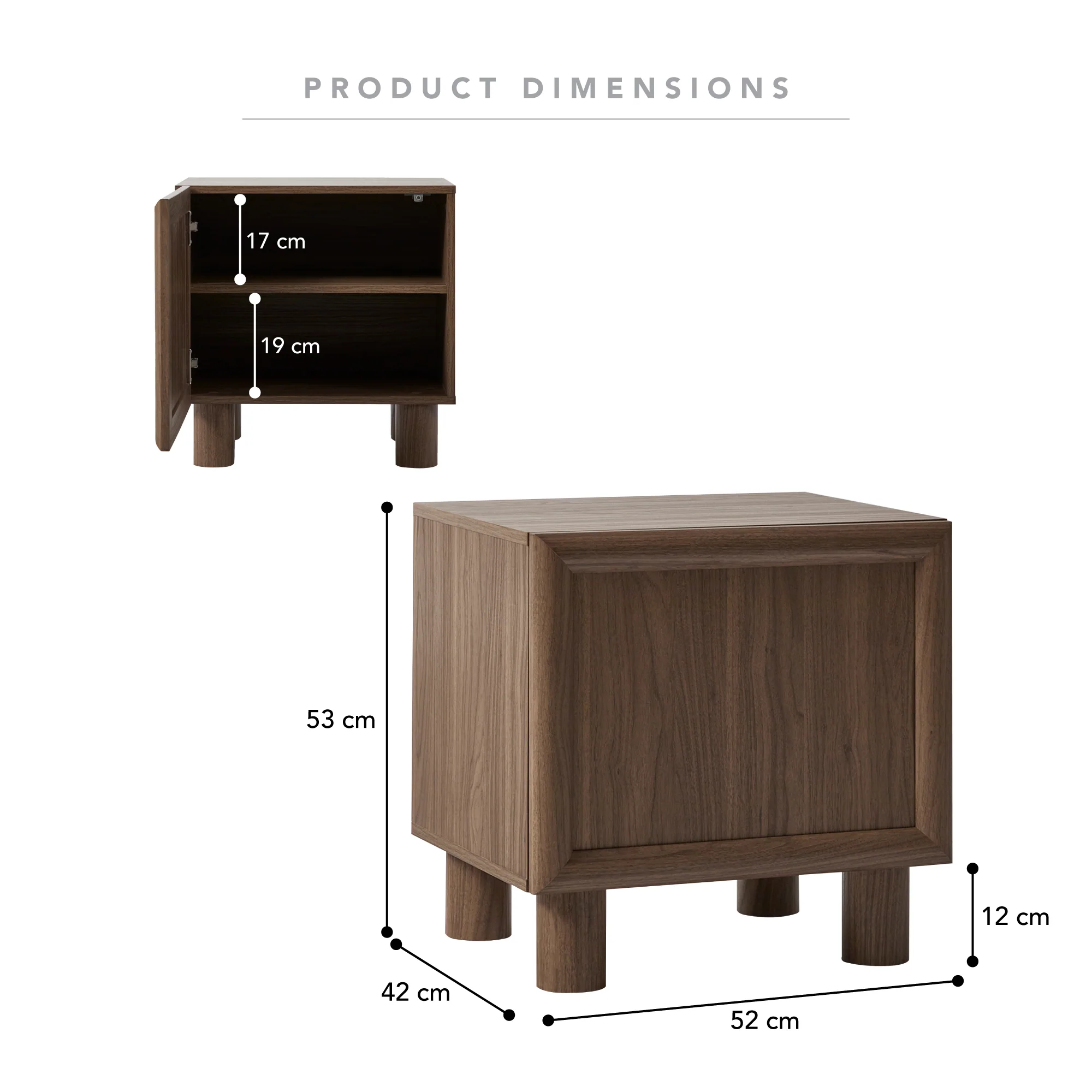 Linero Bedside Table Walnut - Image 3