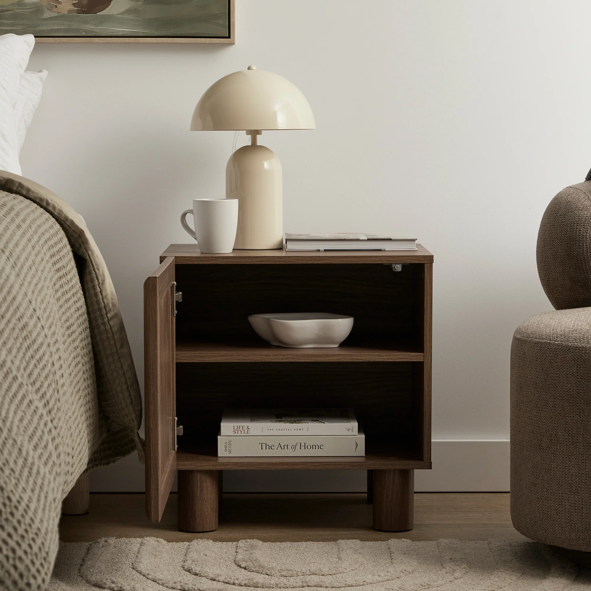 Linero Bedside Table Walnut - Image 5