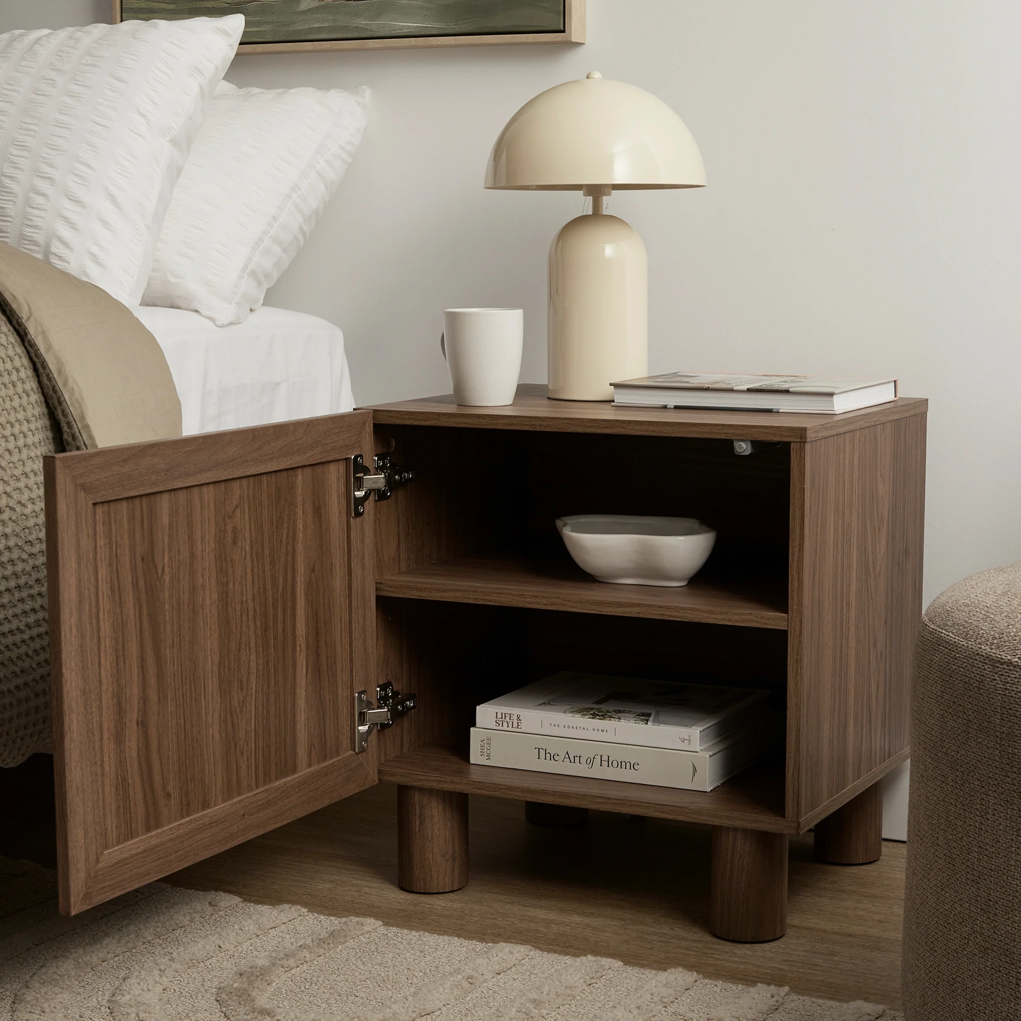Linero Bedside Table Walnut - Image 8