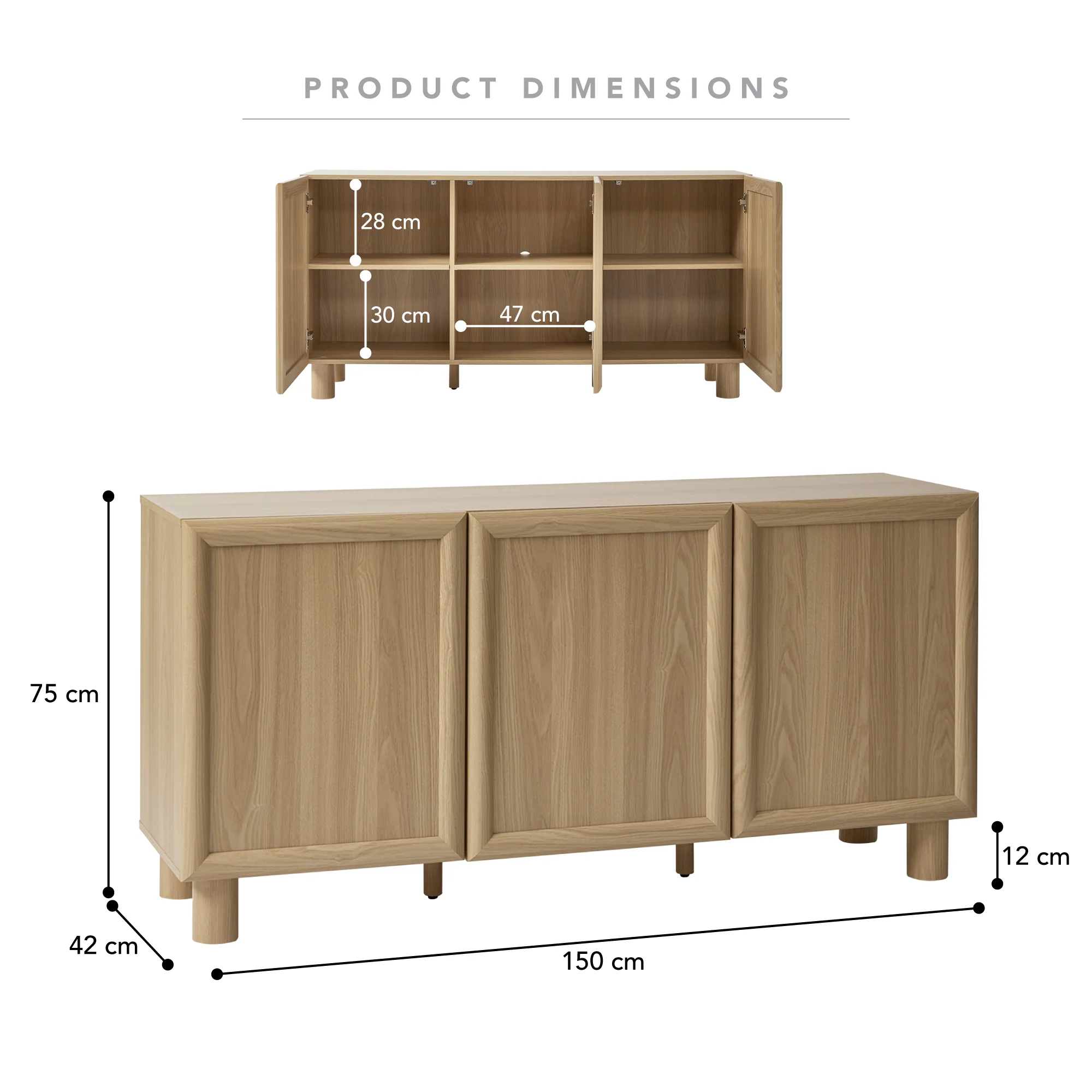Linero Buffet Oak (150cm) - Image 3