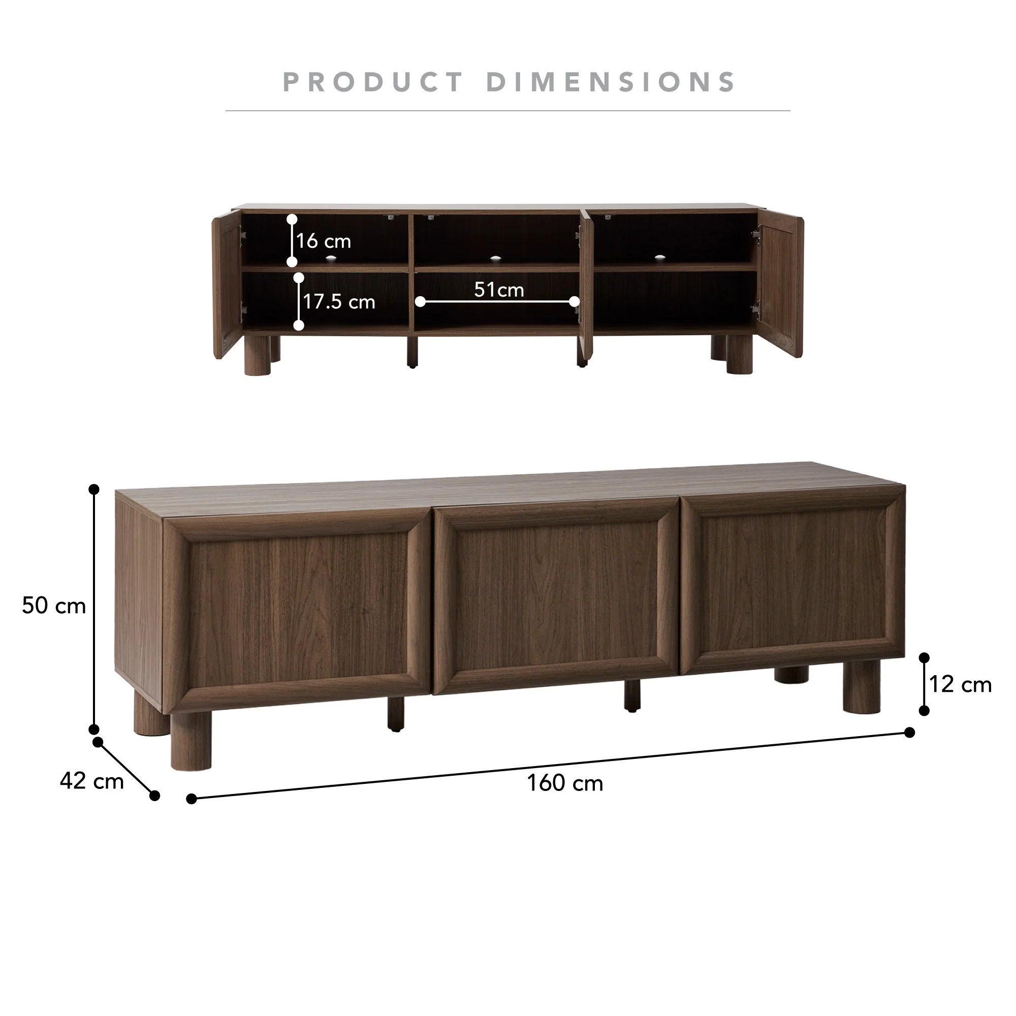 Linero Entertainment Unit Walnut (160cm) - Image 3