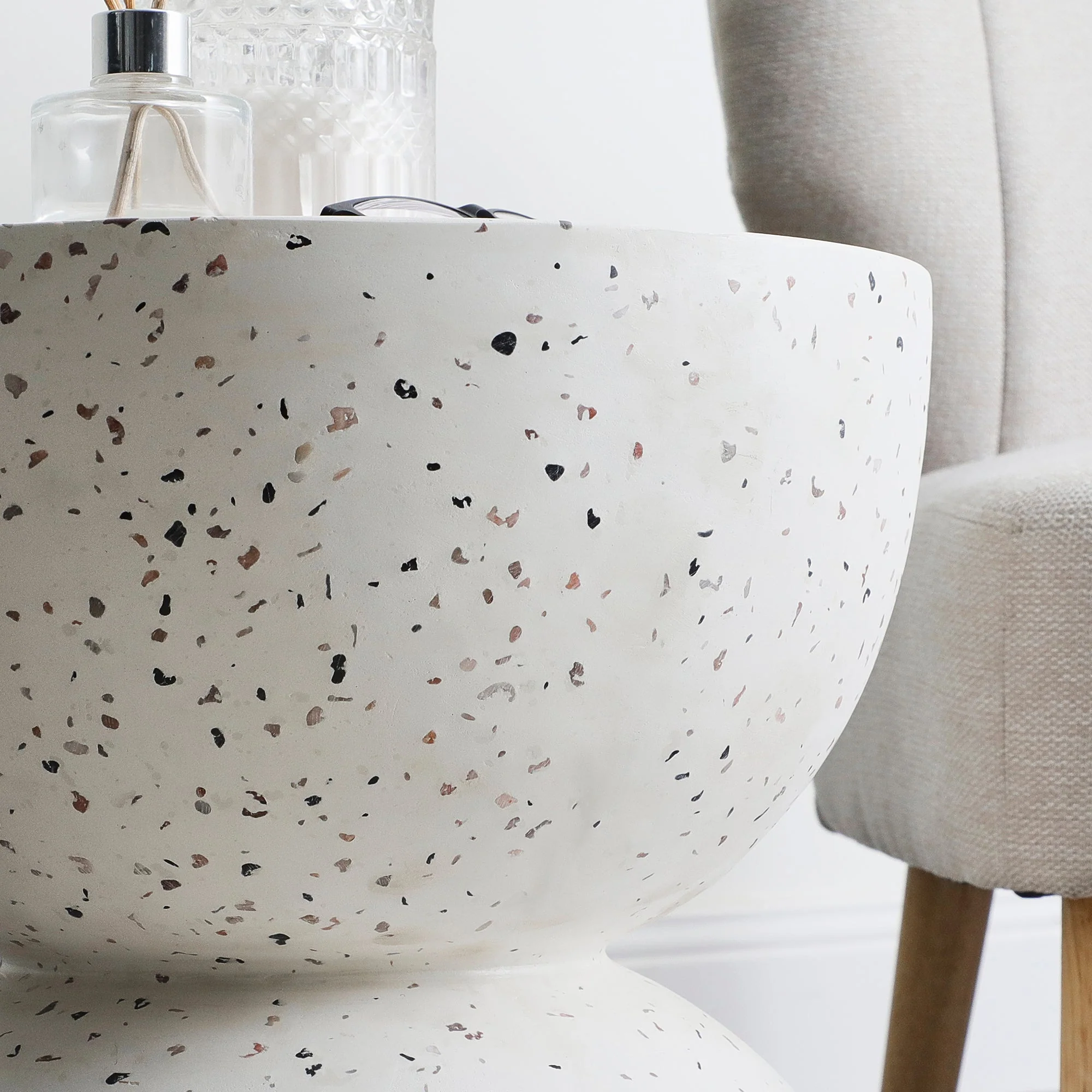 Lisbon Terrazzo Side Table Stool Speckle White - Image 8