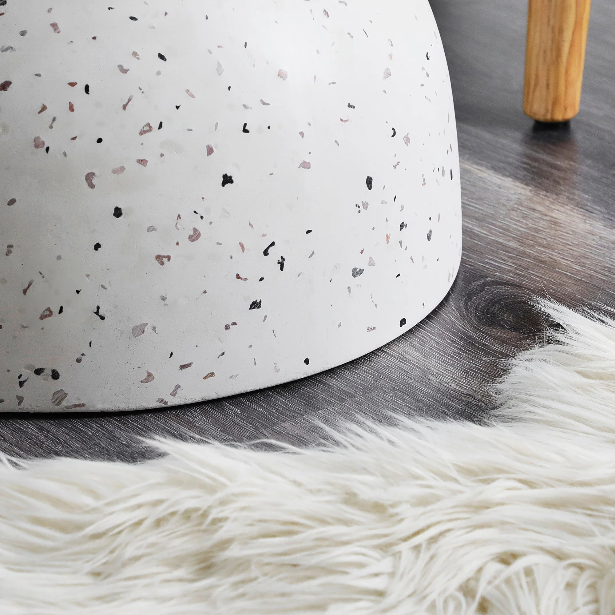 Lisbon Terrazzo Side Table Stool Speckle White - Image 9