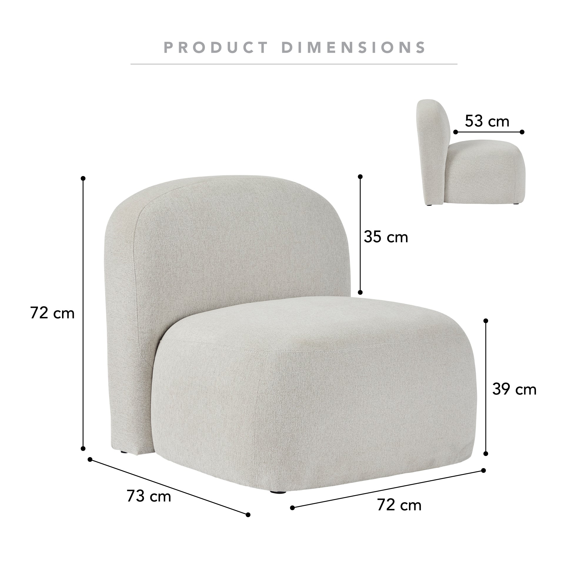 Luca Block Accent Chair Cream - Image 3