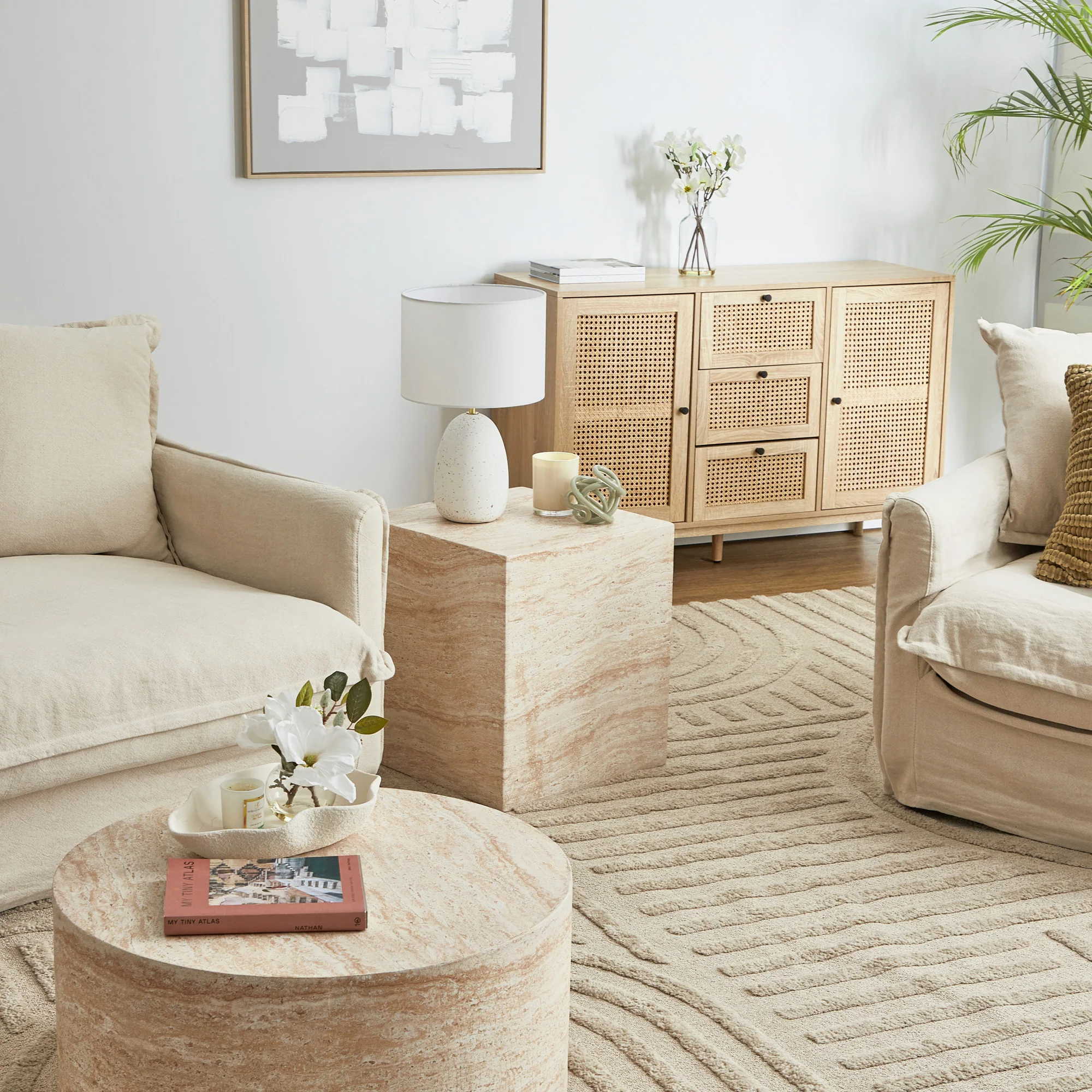 Lucia Travertine Look Side Table - Image 8