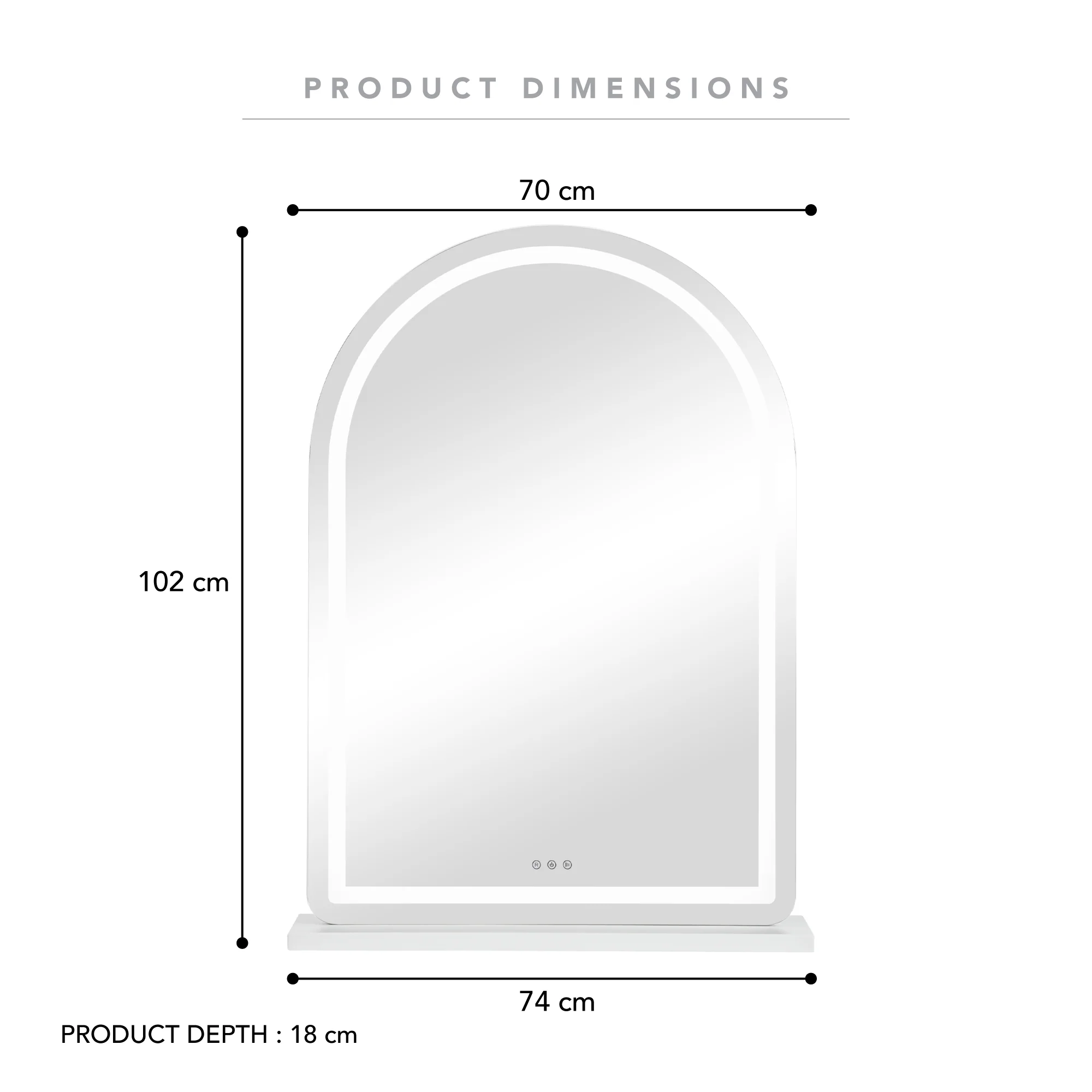 Luna 102cm Arch Front Illuminated Vanity Mirror White - Image 3