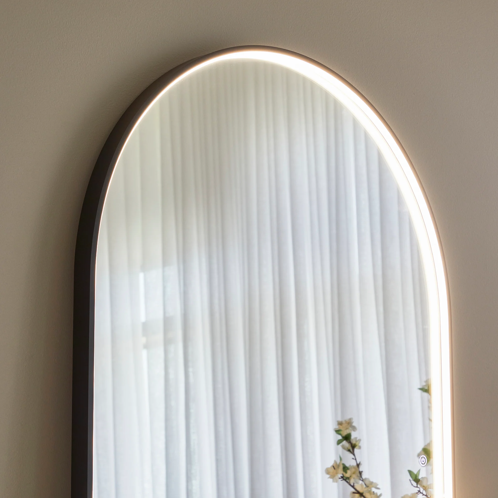 Luna 180cm Arch Front Illuminated Mirror Black - Image 11