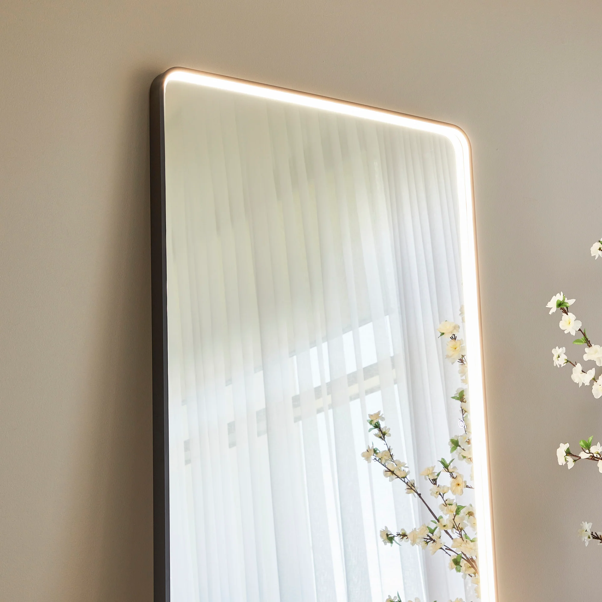 Luna 180cm Rectangle Front Illuminated Mirror Black - Image 11