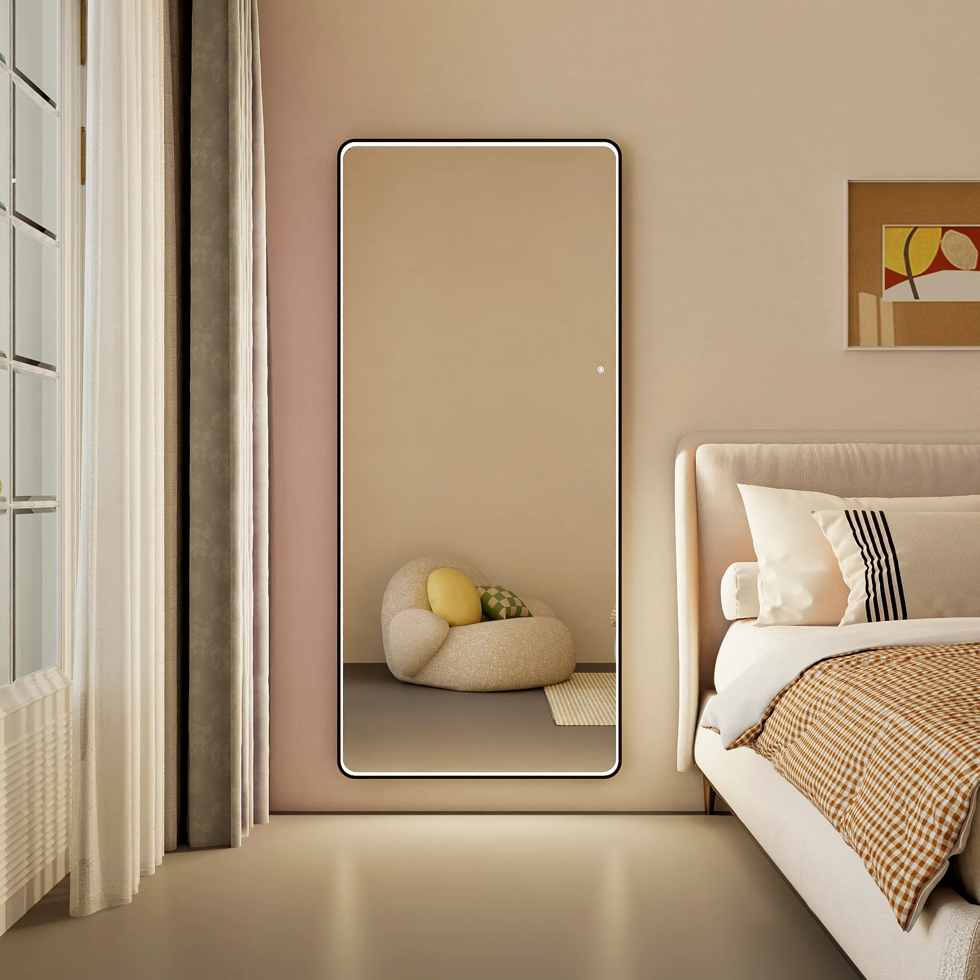 Luna 180cm Rectangle Front Illuminated Mirror Black - Image 5