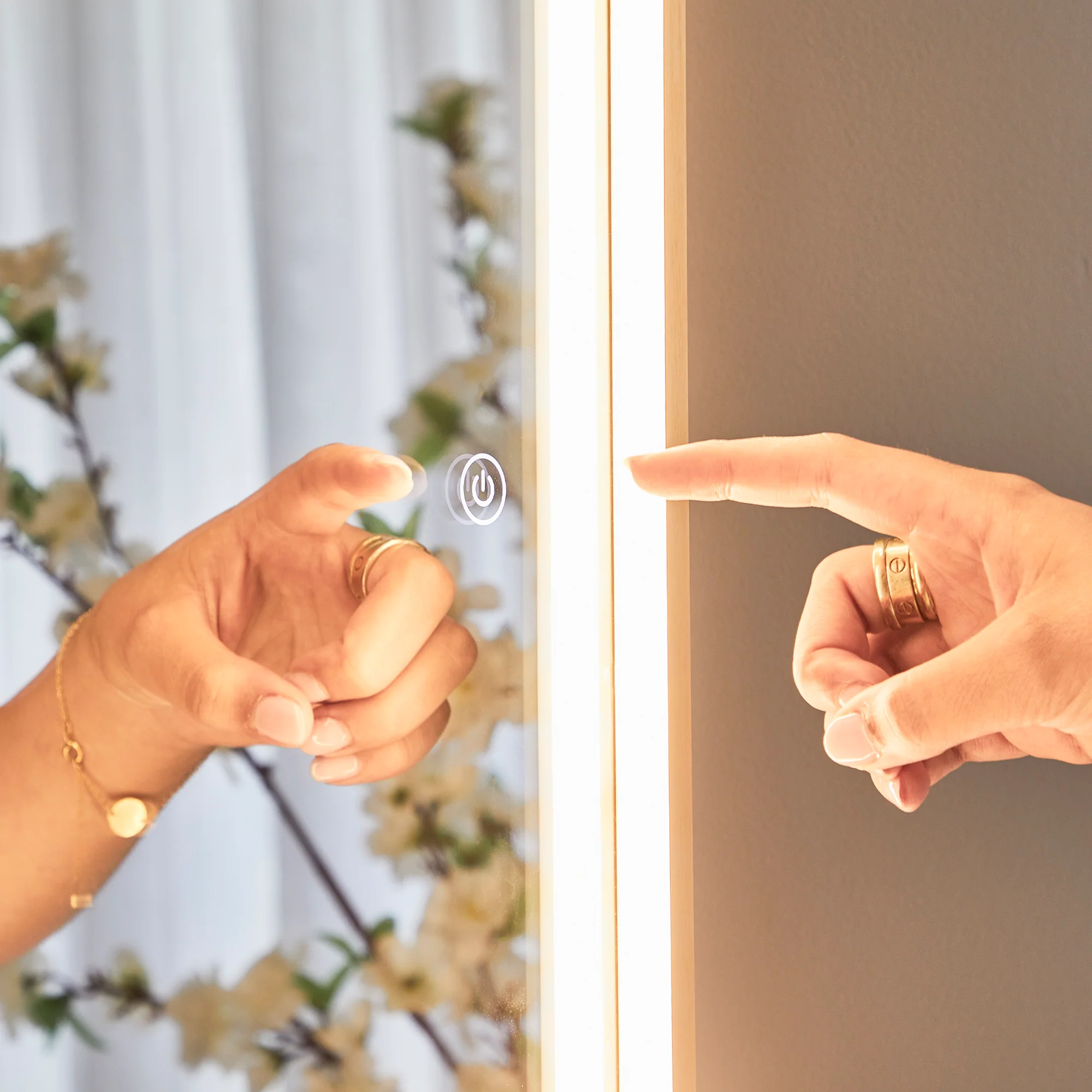 Luna 180cm Rectangle Front Illuminated Mirror Gold - Image 10