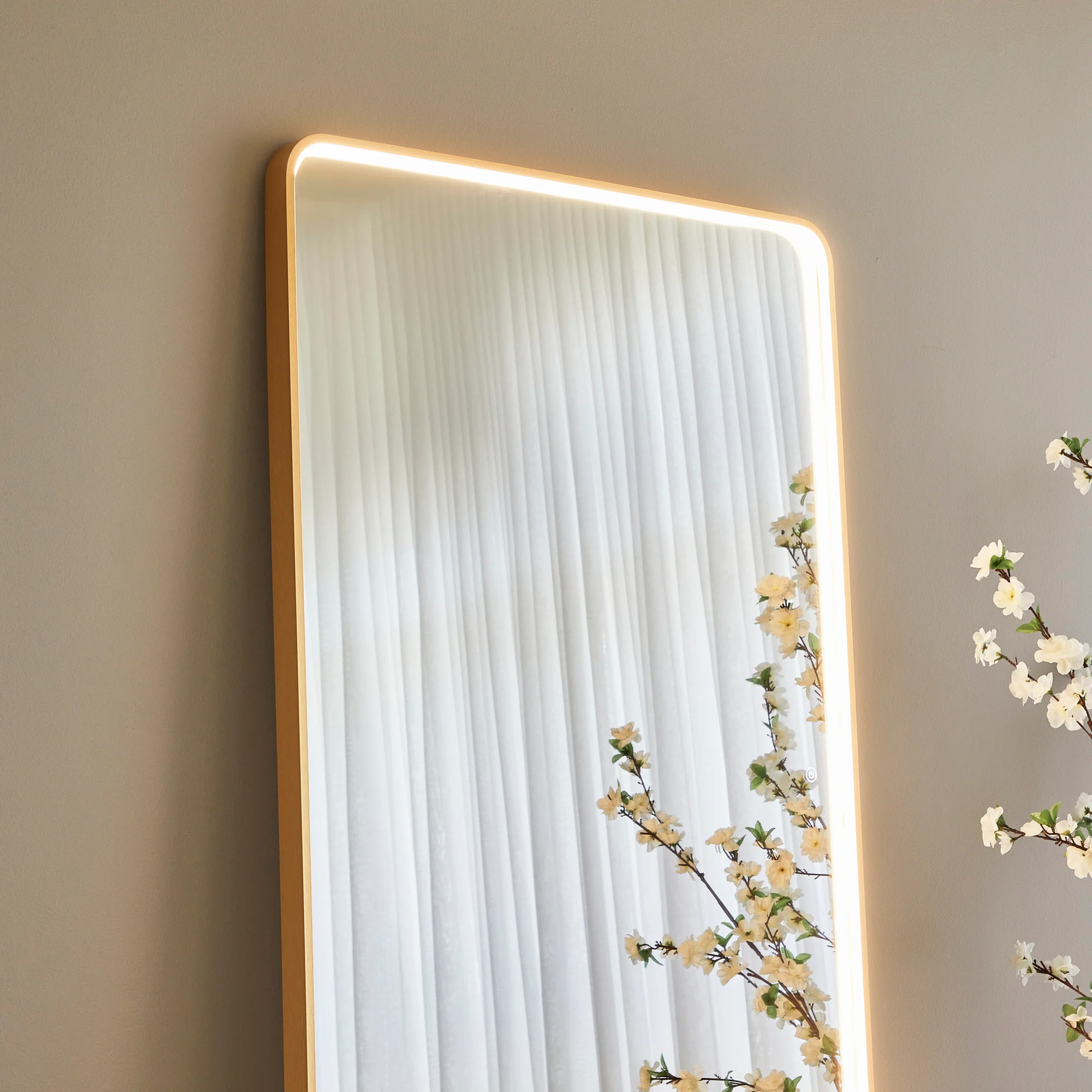 Luna 180cm Rectangle Front Illuminated Mirror Gold - Image 11