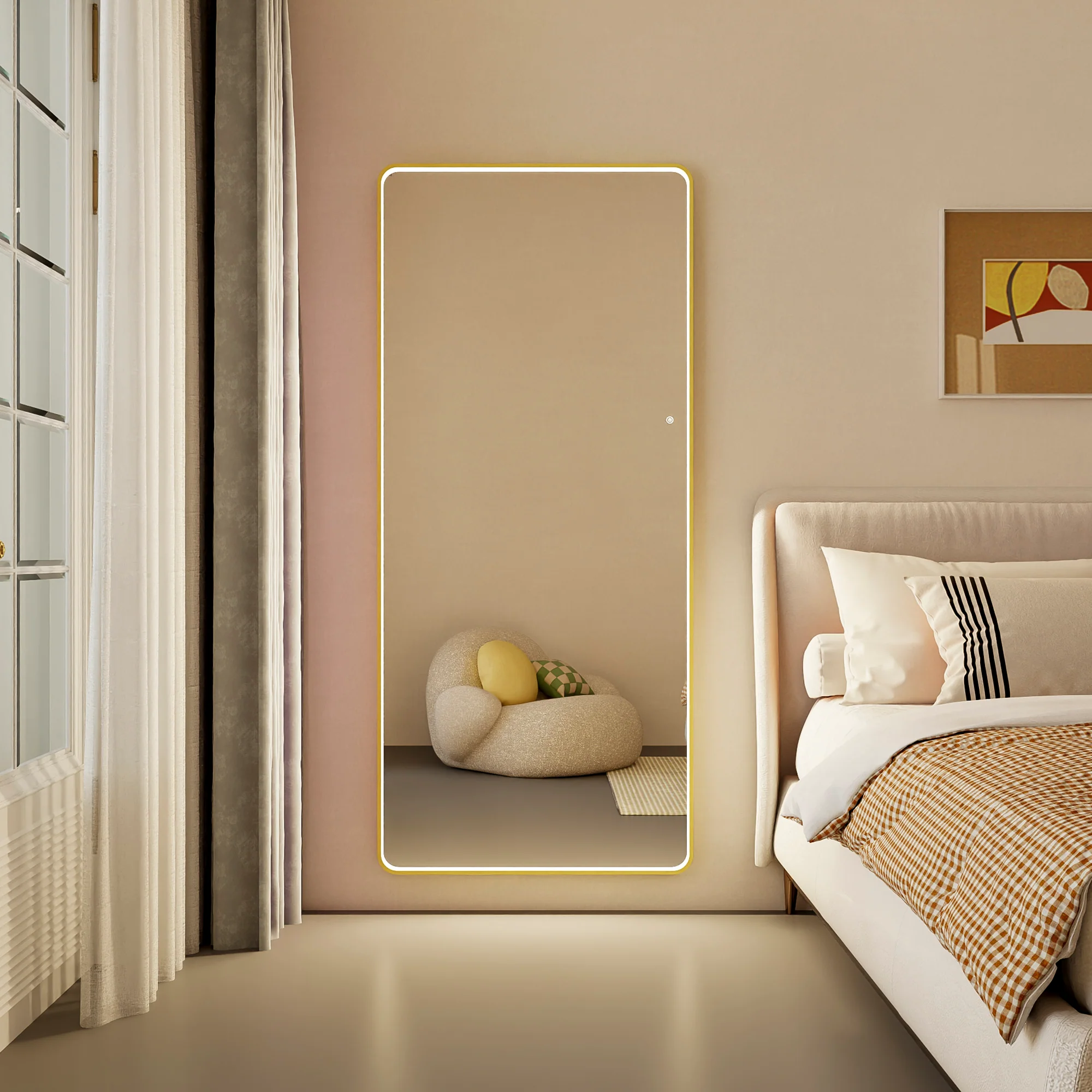 Luna 180cm Rectangle Front Illuminated Mirror Gold - Image 5