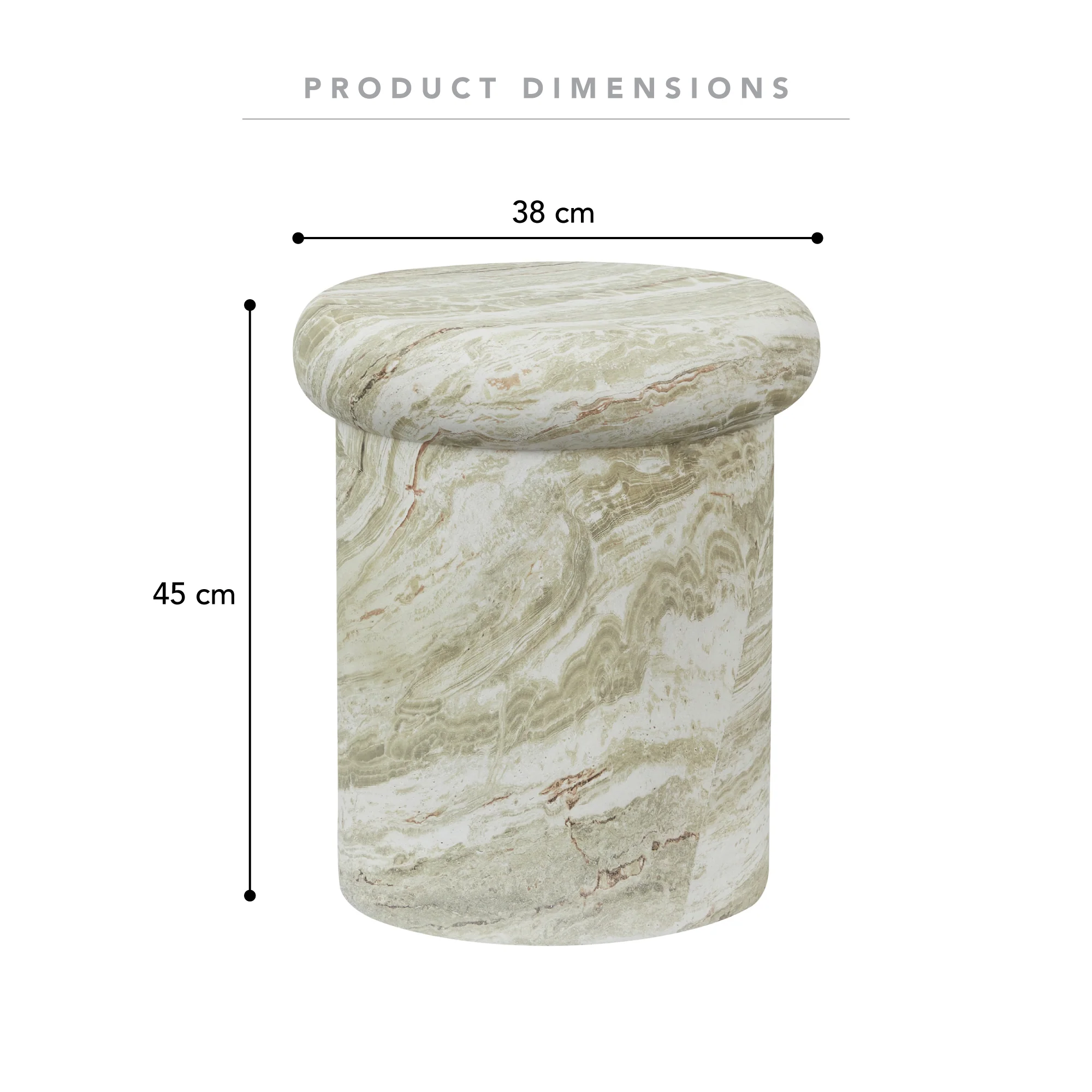 Luna MgO Stool Green Marble Look - Image 3