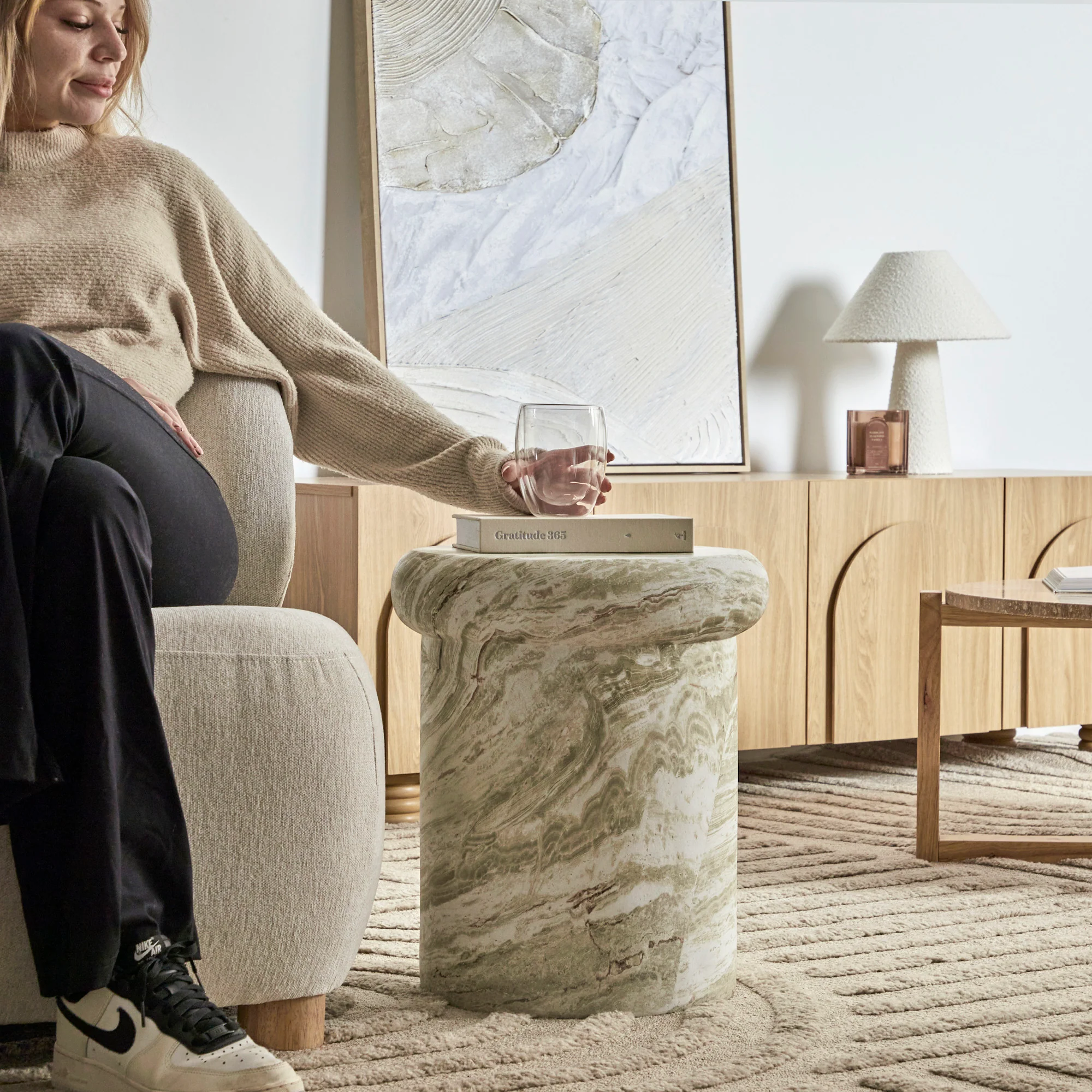 Luna MgO Stool Green Marble Look - Image 6
