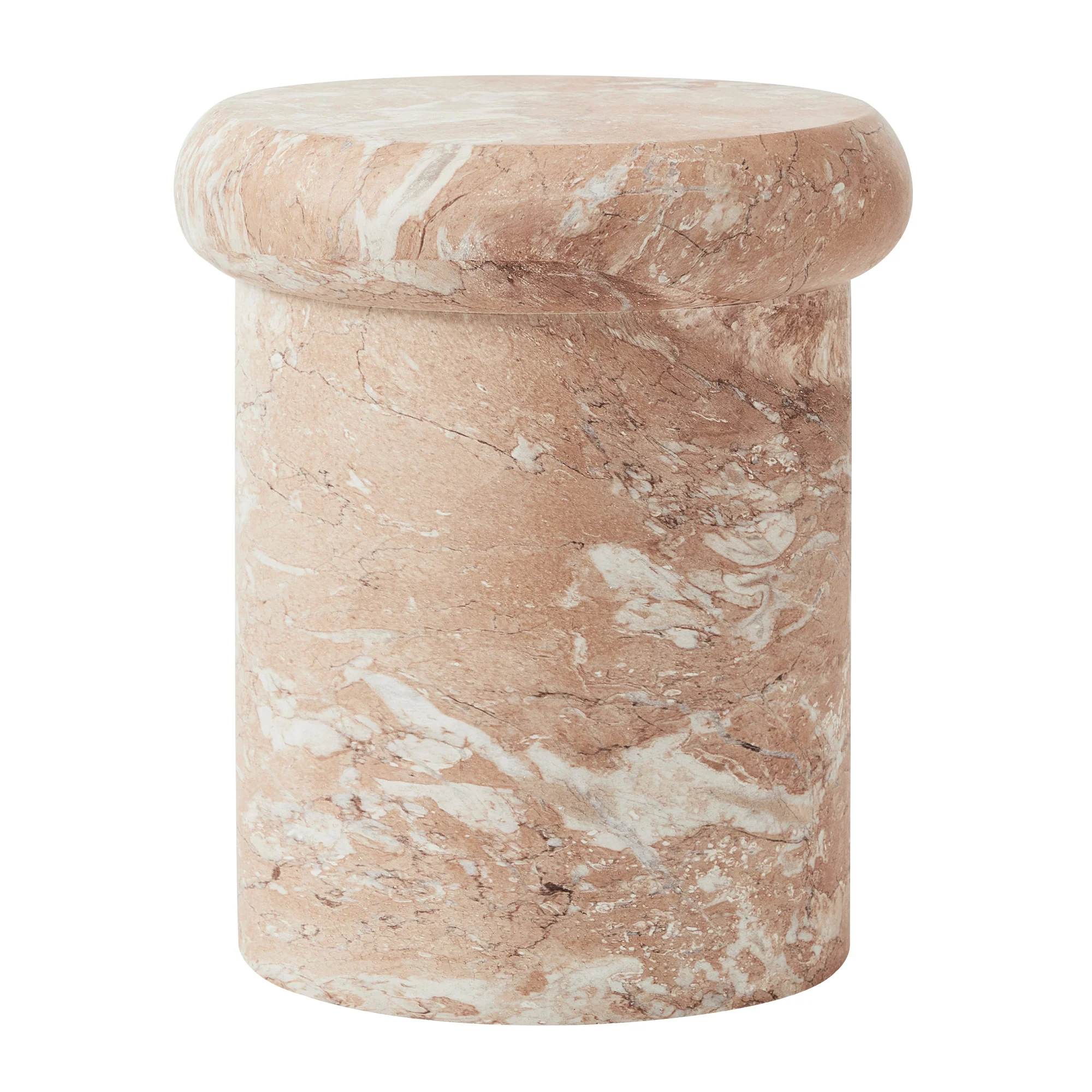 Luna 38cm MgO Tea Rose Marble Look Stool - Image 2