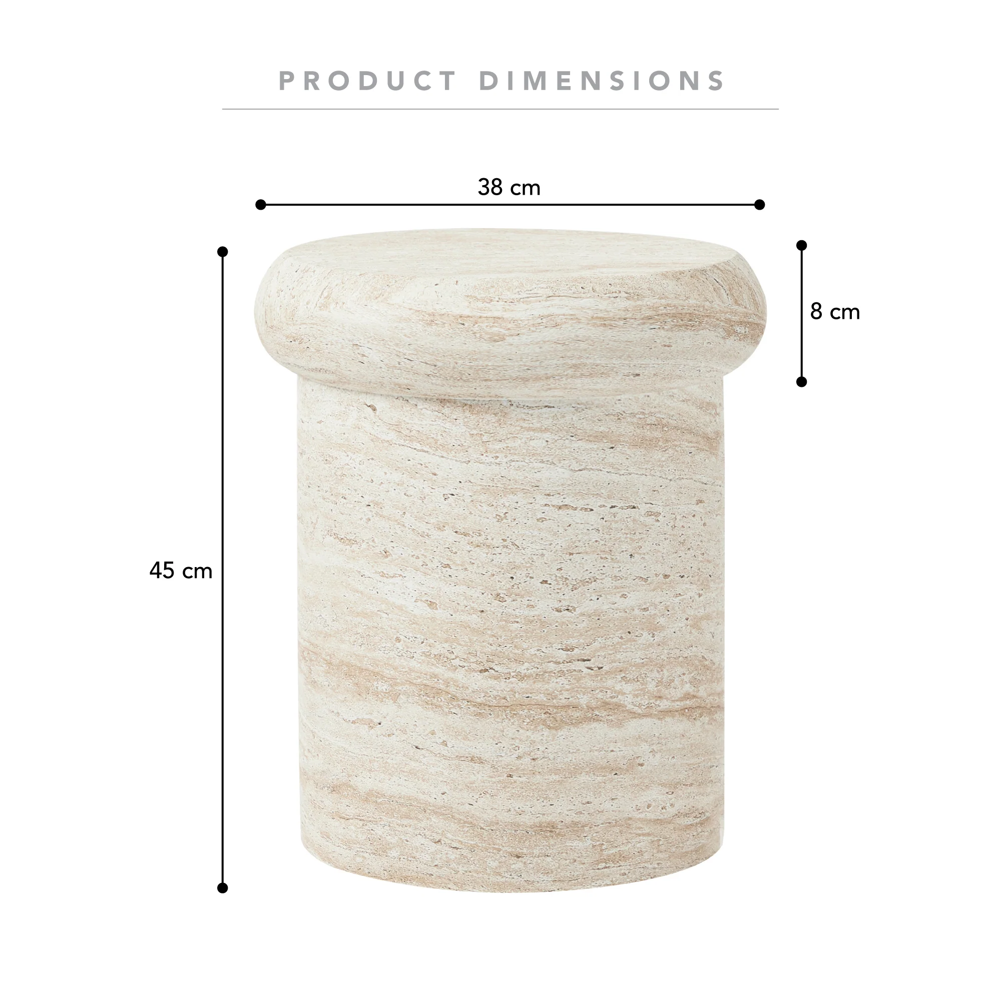 Luna MgO Travertine Look Stool - Image 3