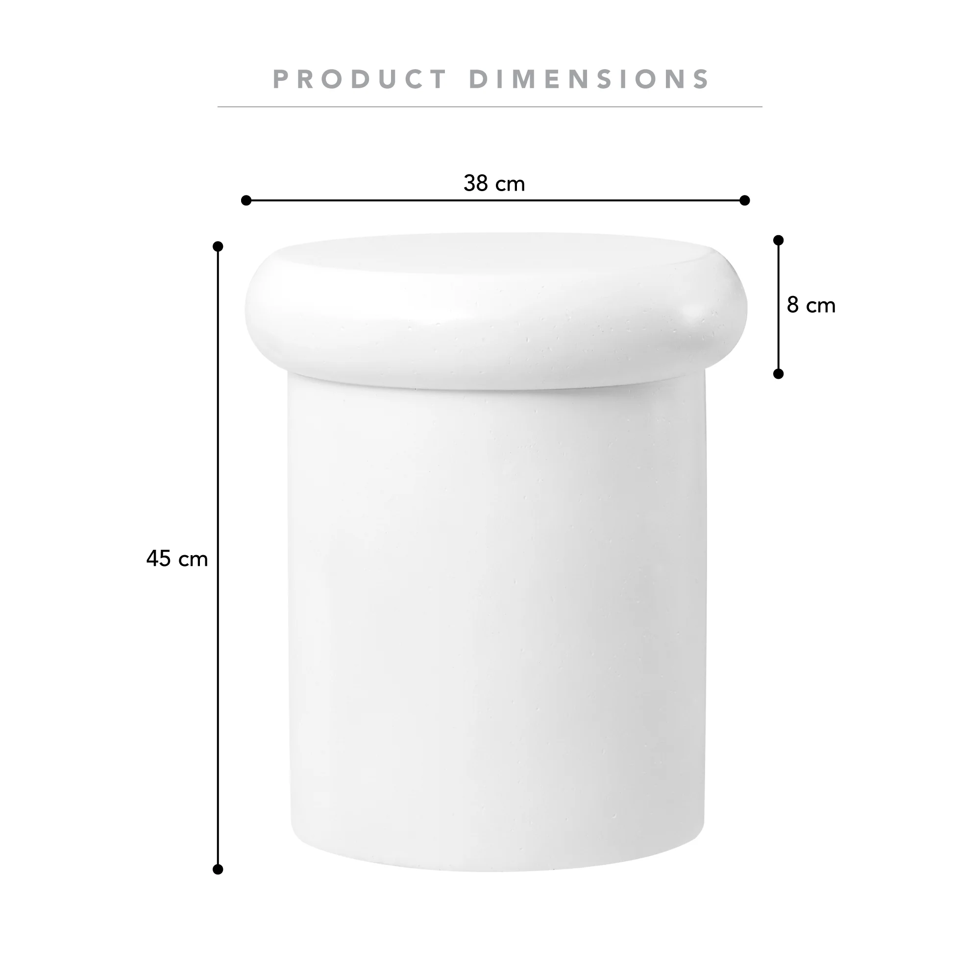 Luna 38cm MgO White Stool - Image 3