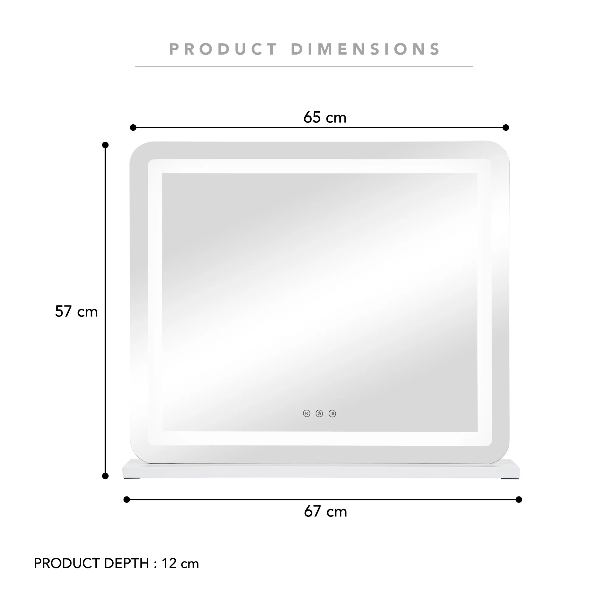 Luna 67cm Rectangle Front Illuminated Vanity Mirror White - Image 3