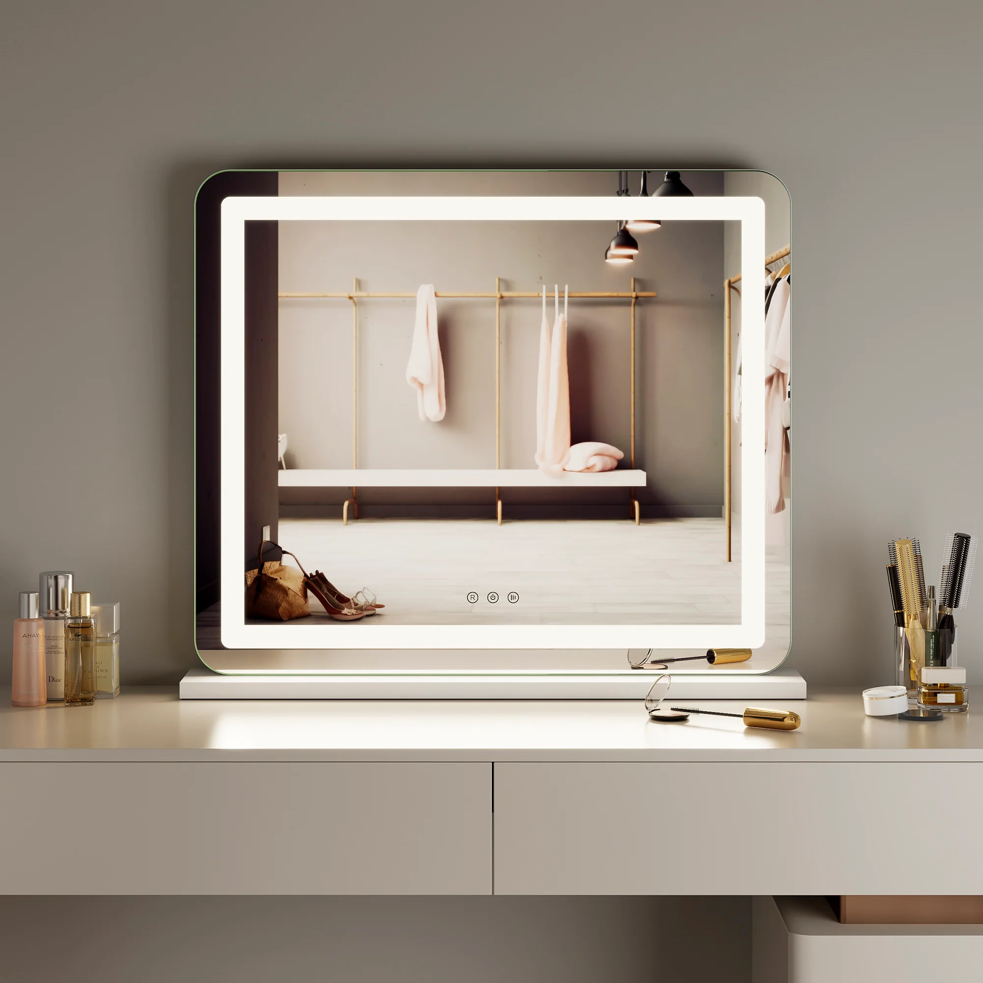 Luna 67cm Rectangle Front Illuminated Vanity Mirror White - Image 4
