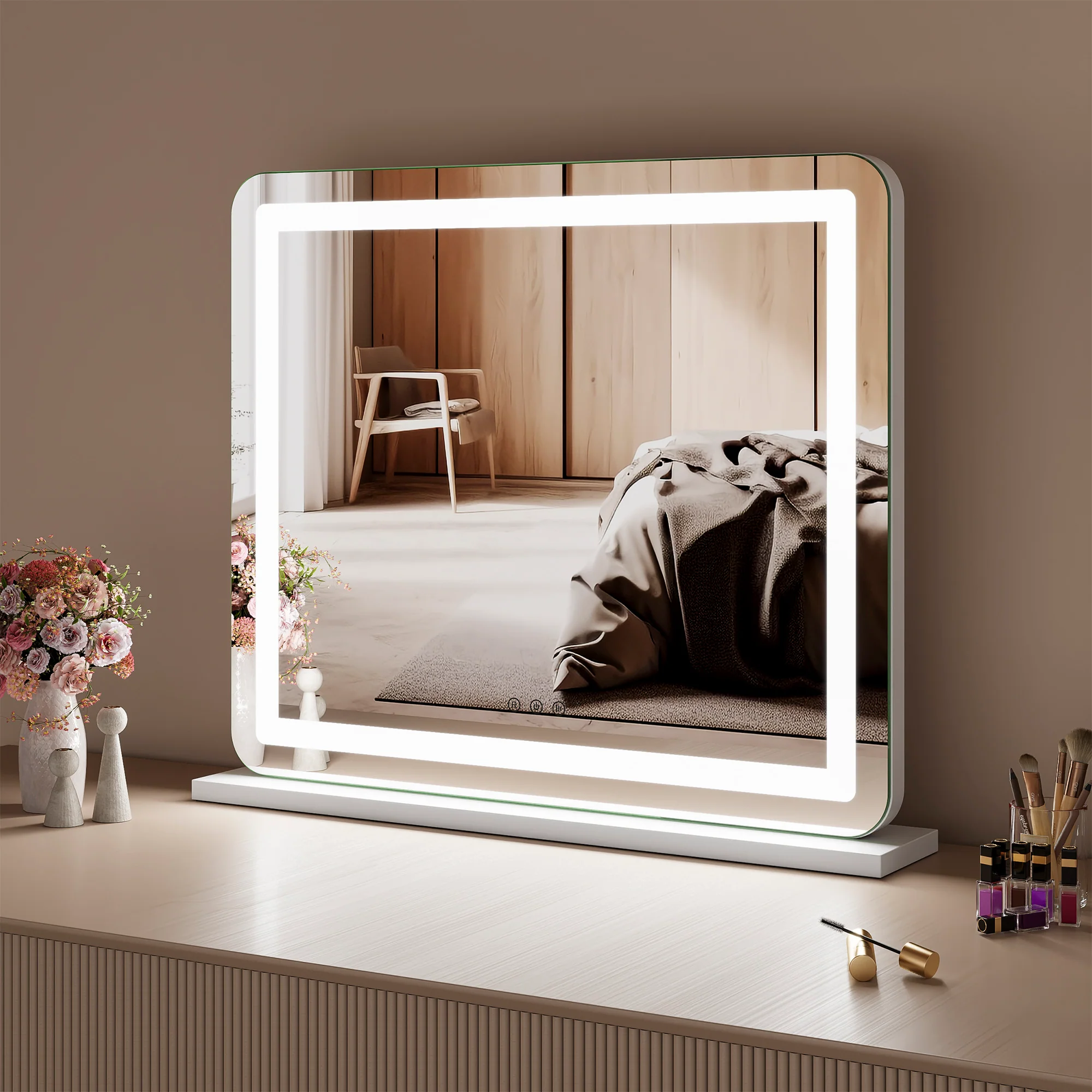 Luna 67cm Rectangle Front Illuminated Vanity Mirror White - Image 5