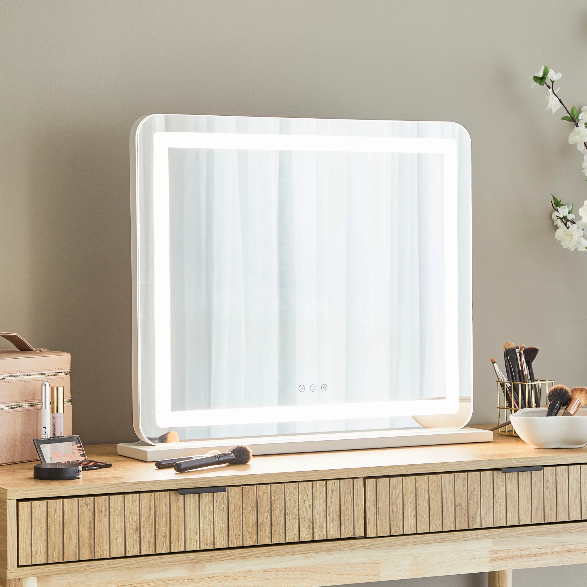 Luna 67cm Rectangle Front Illuminated Vanity Mirror White - Image 6