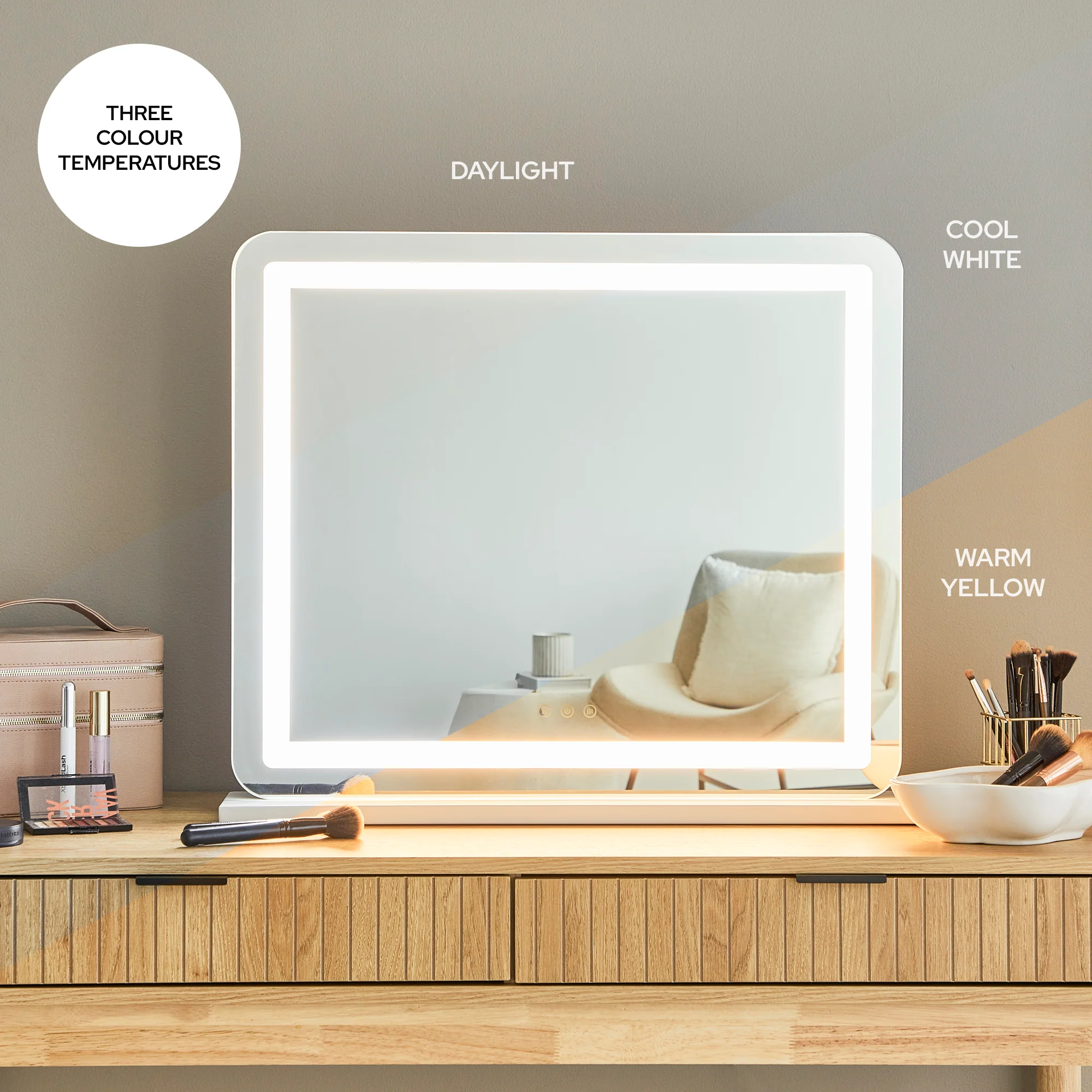 Luna 67cm Rectangle Front Illuminated Vanity Mirror White - Image 7