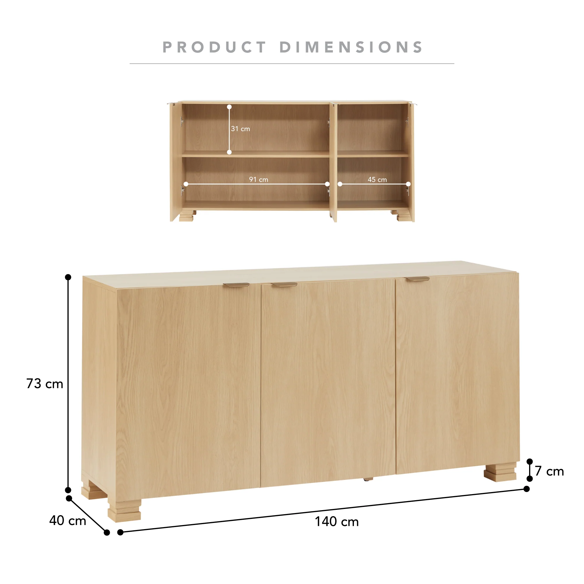 Malcom Buffet Oak (140cm) - Image 3