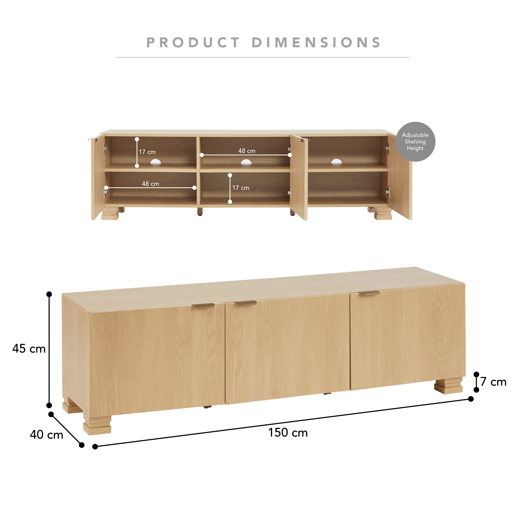 Malcom Entertainment Unit Oak (150cm) - Image 3
