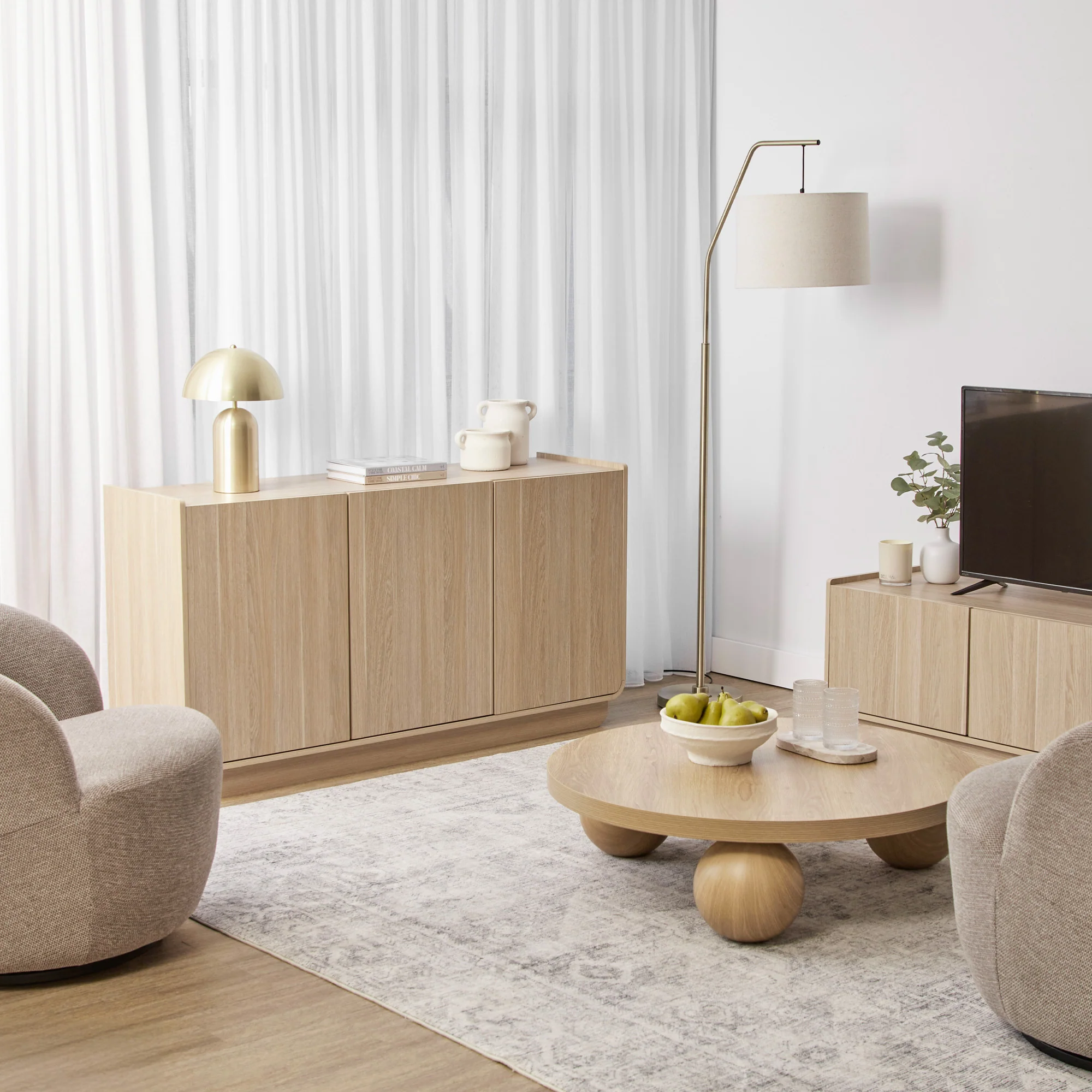 Malmo 3 Door Buffet Oak (140cm) - Image 10