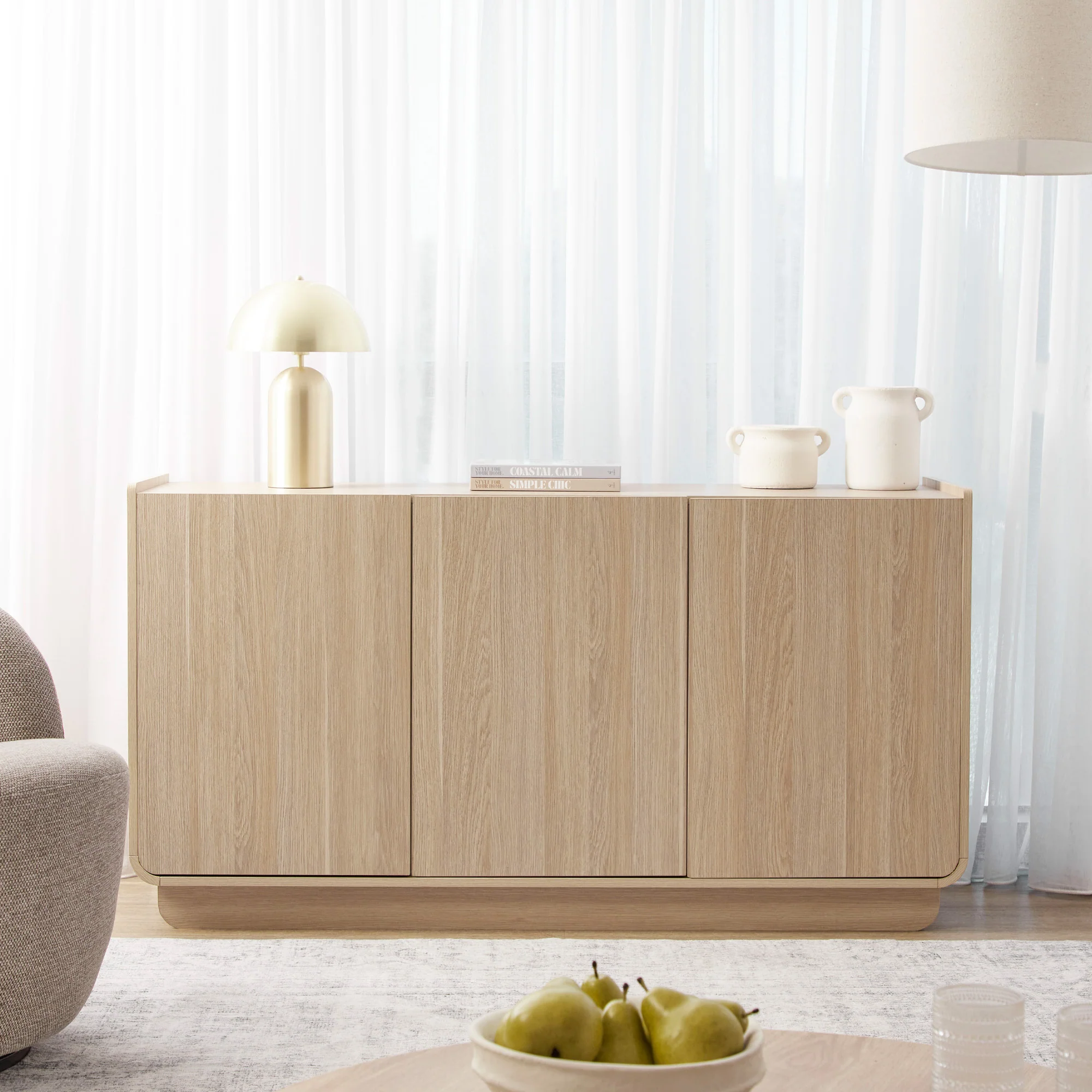 Malmo 3 Door Buffet Oak (140cm) - Image 5