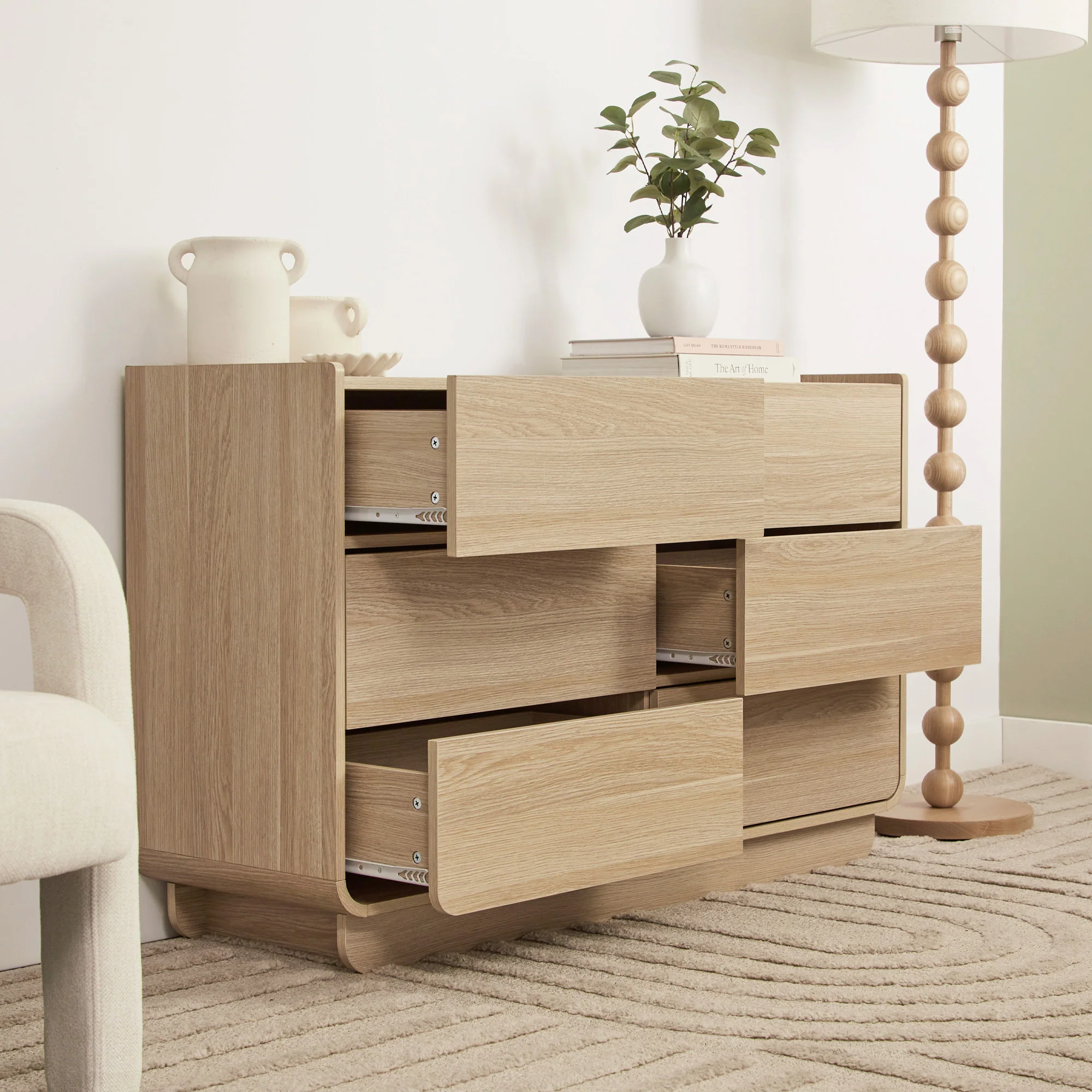 Malmo Chest of 6 Drawers Oak - Image 6