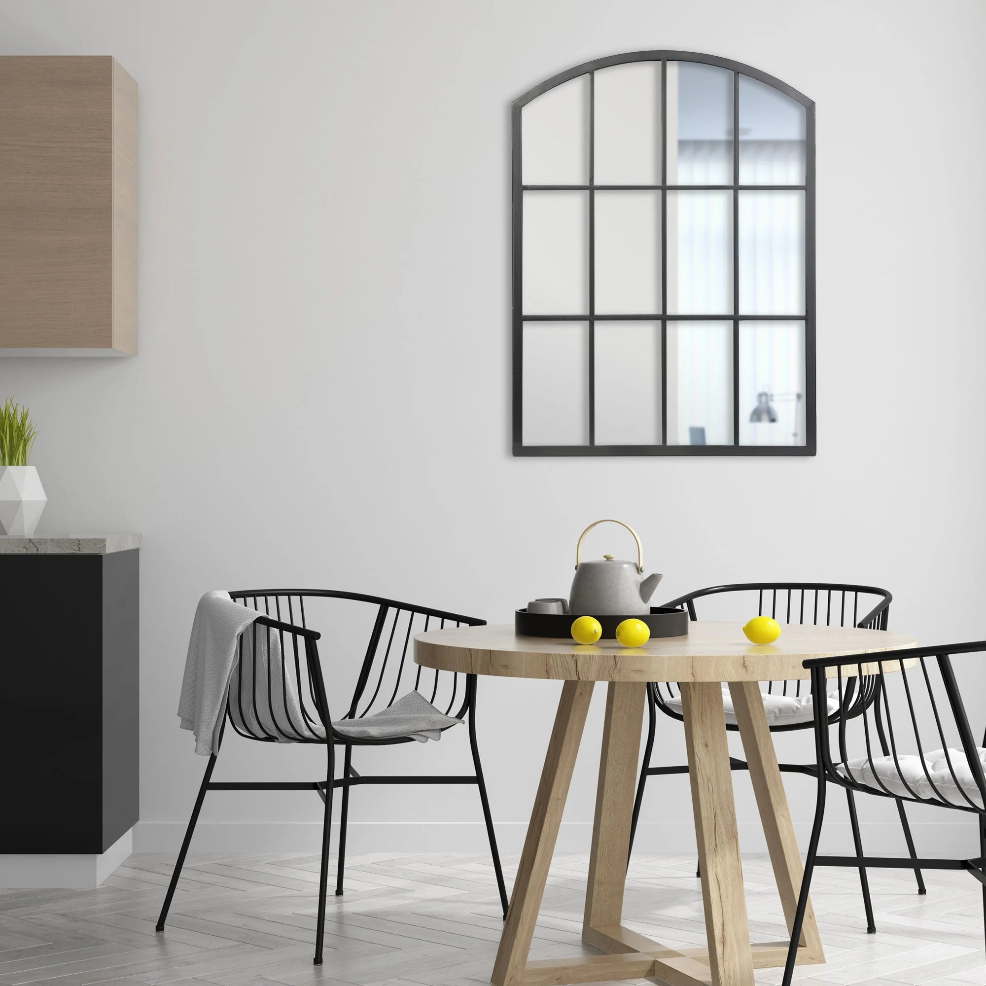 Marais 80cm Arch Top Iron Indoor Outdoor Mirror Black - Image 4