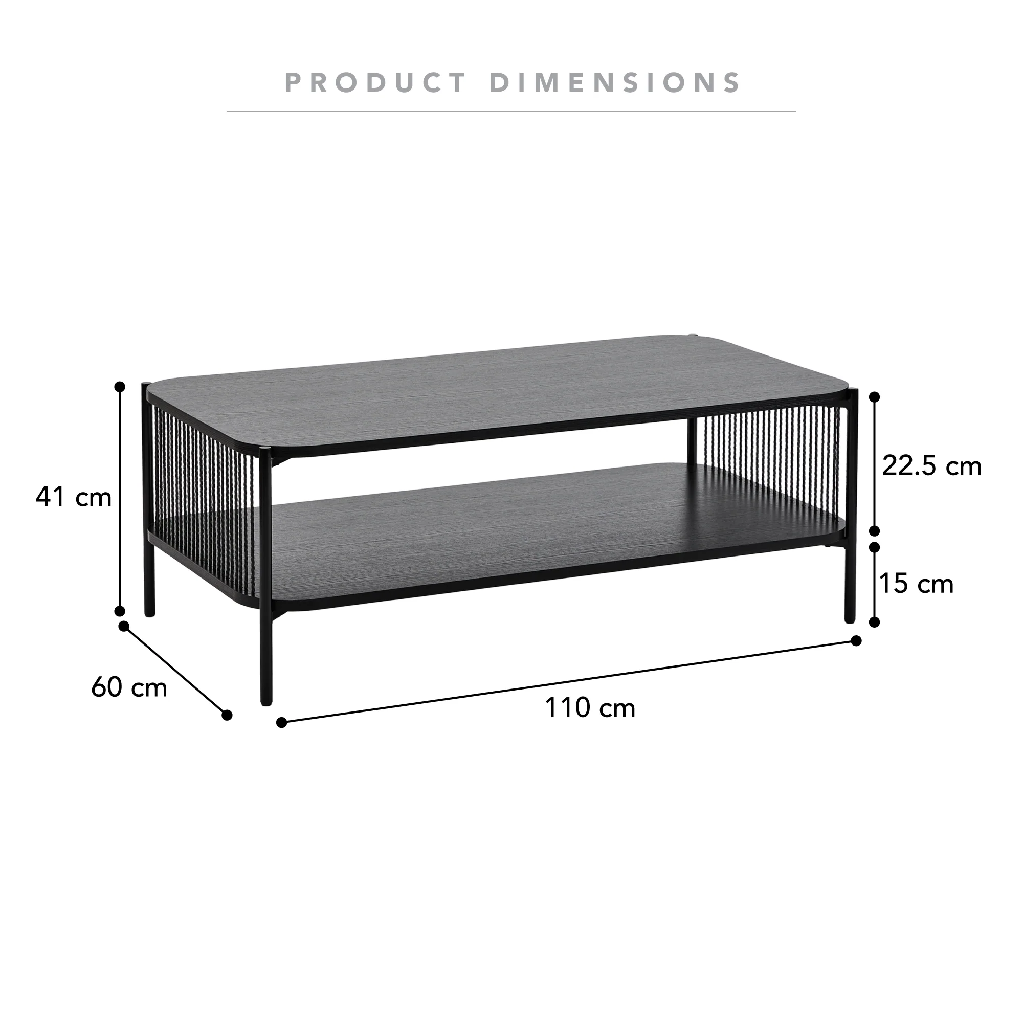 Marina Rectangle Coffee Table Black - Image 3