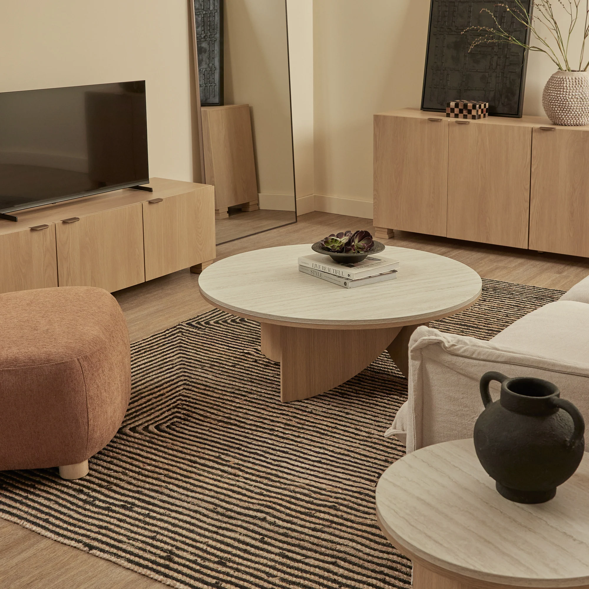 Mason Coffee Table Oak Travertine Look - Image 9