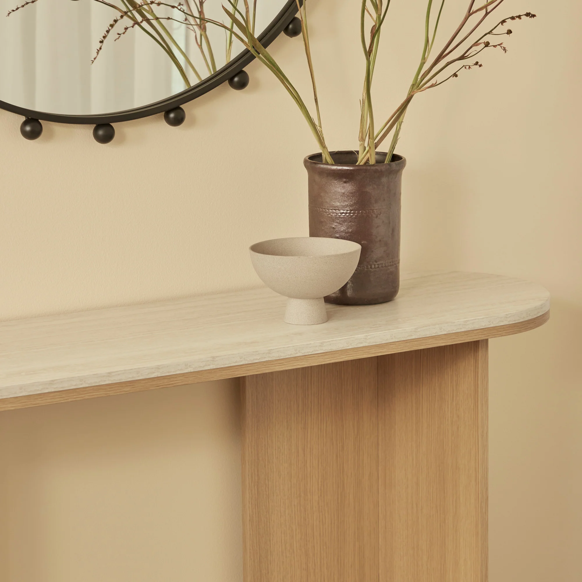 Mason Console Table Oak Travertine Look - Image 8