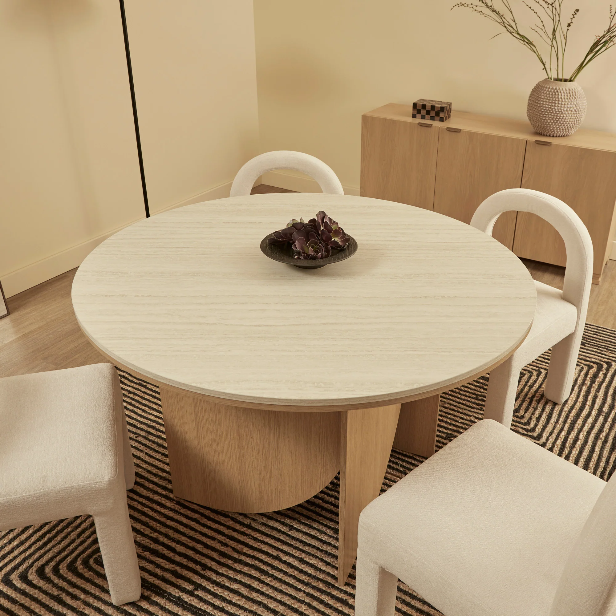 Mason Dining Table Oak Travertine Look (120cm) - Image 4