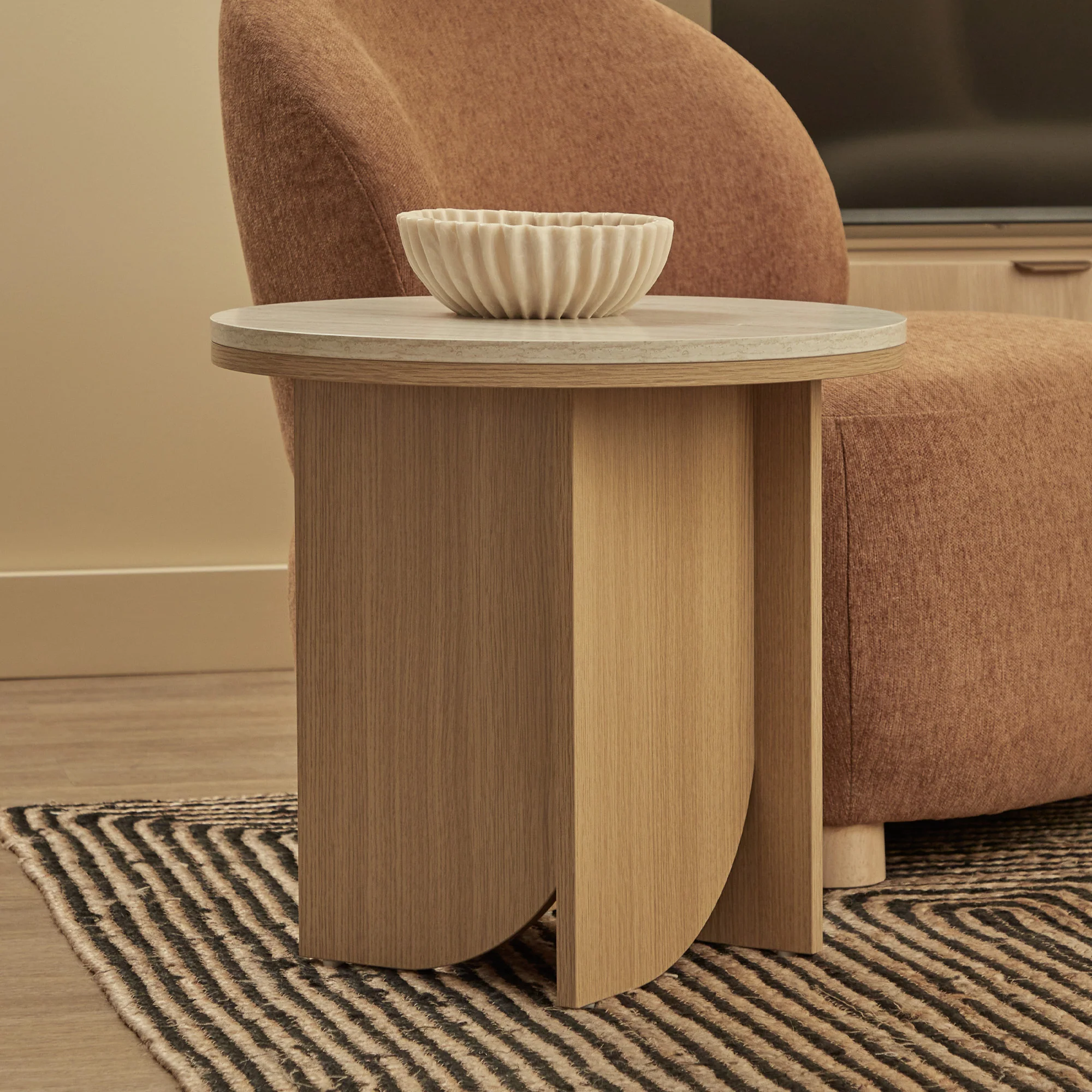 Mason Side Table Oak Travertine Look - Image 7