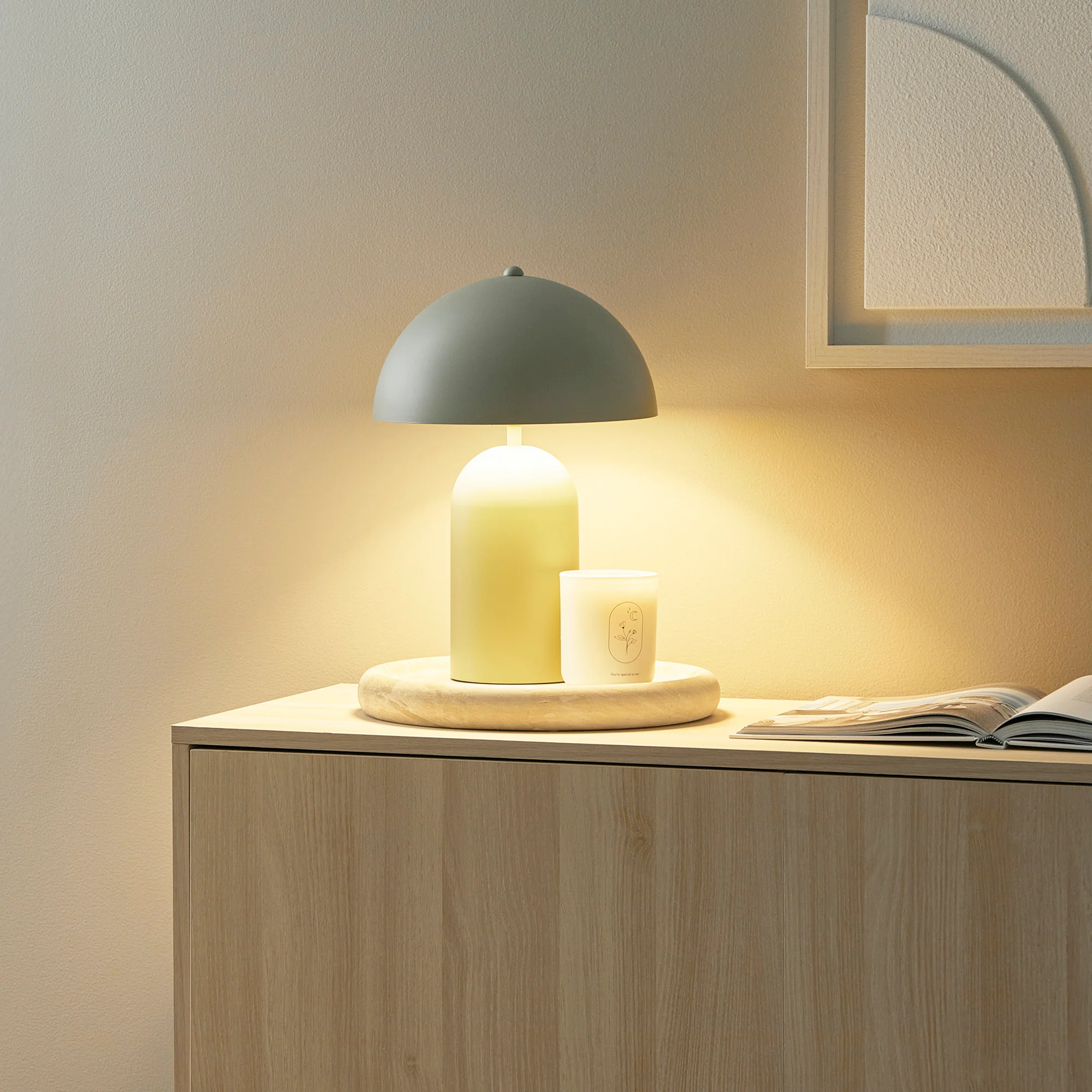 Mushroom Table Lamp Sage - Image 6