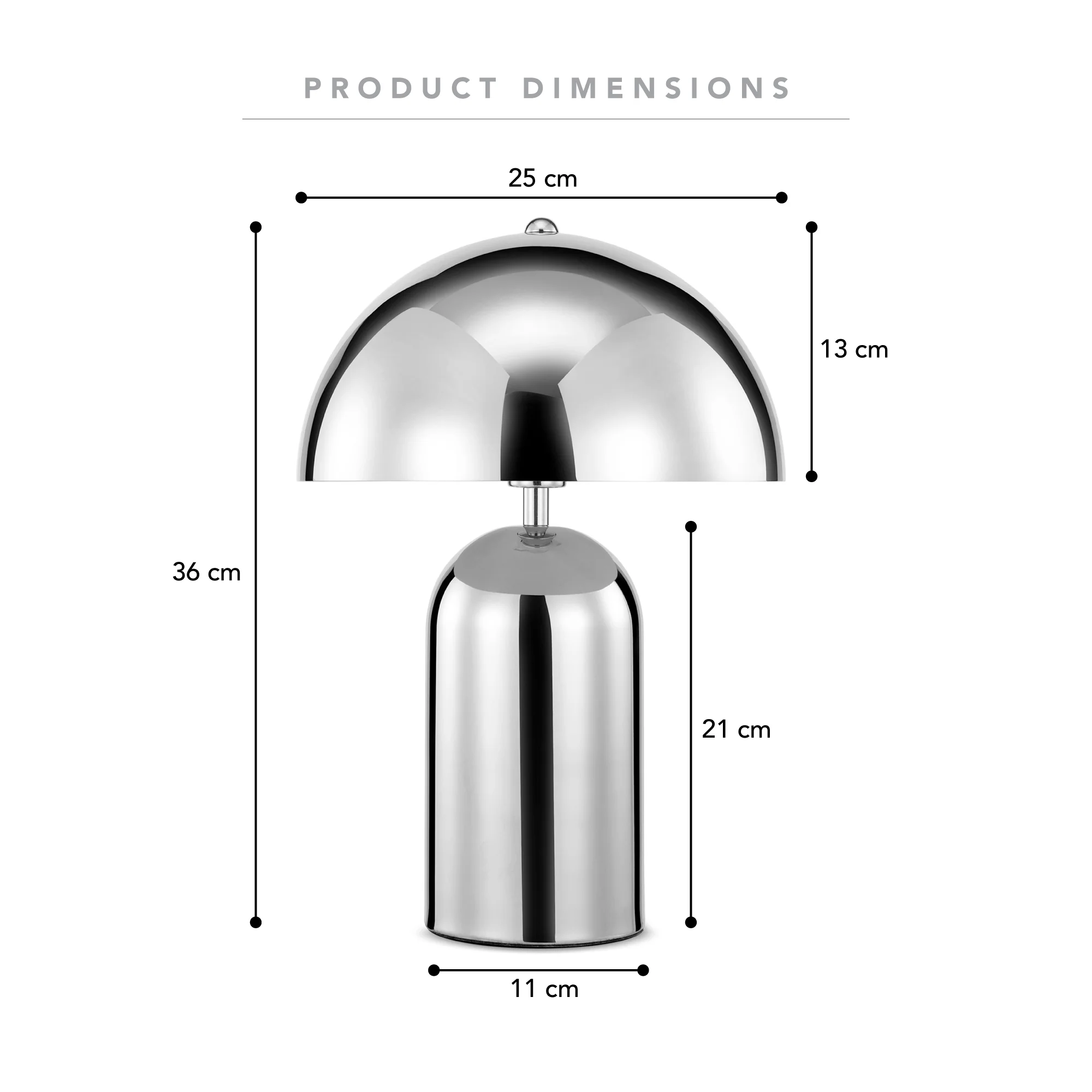 Mushroom Table Lamp Chrome - Image 3
