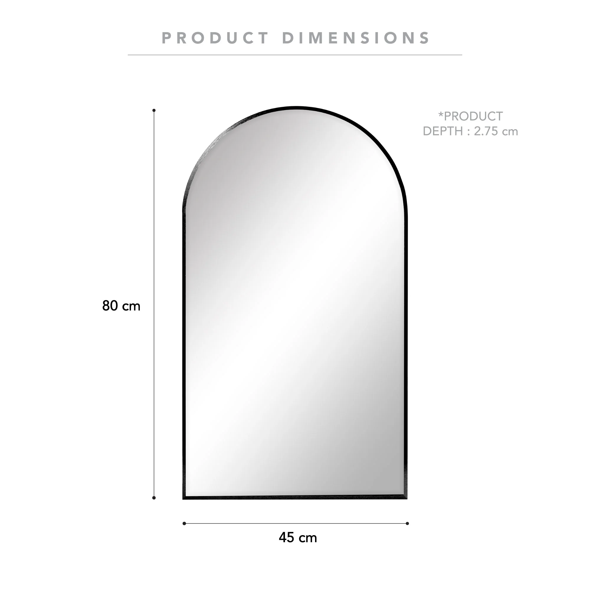 Naomi 80cm Arched Wall Mirror Black - Image 10