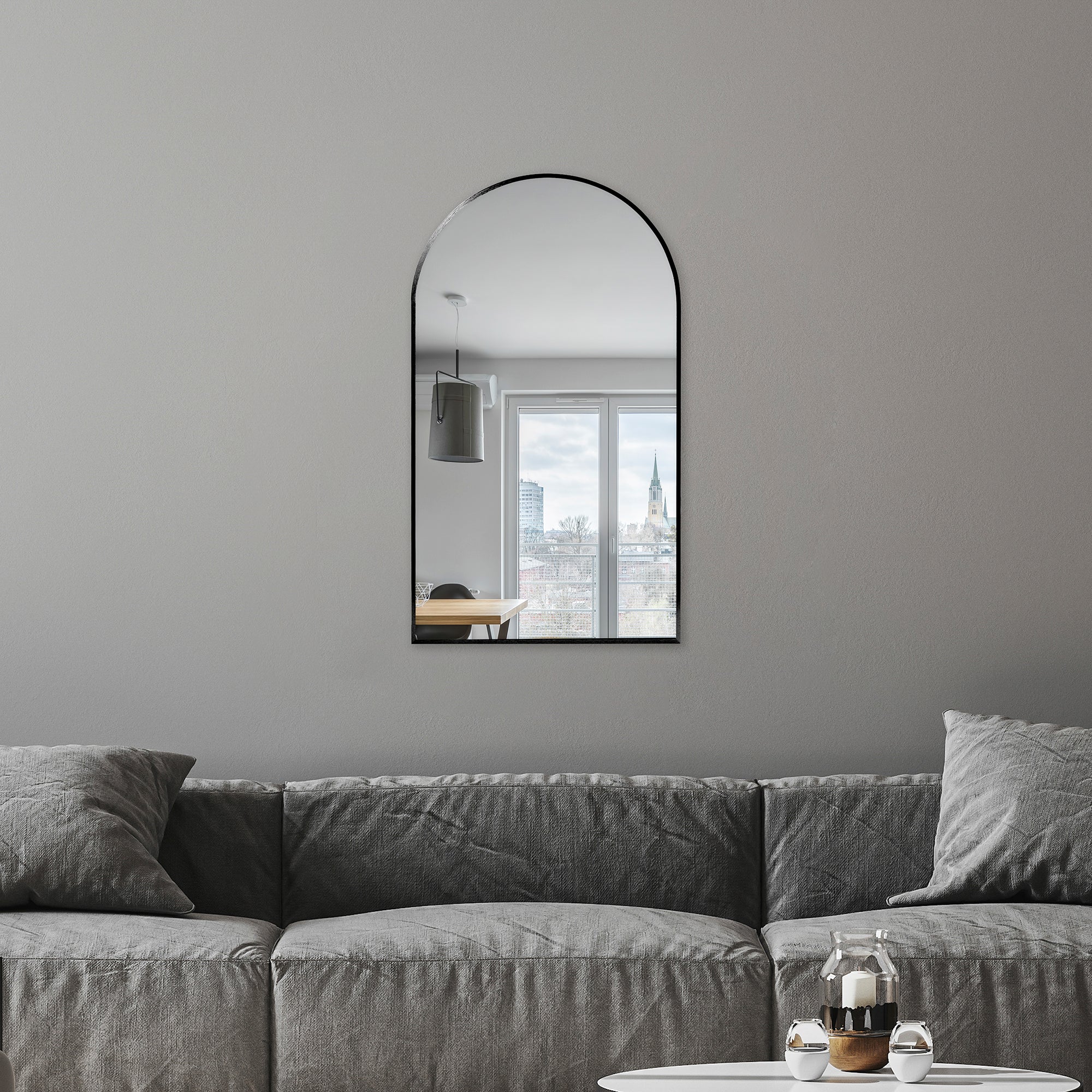 Naomi 80cm Arched Wall Mirror Black - Image 4