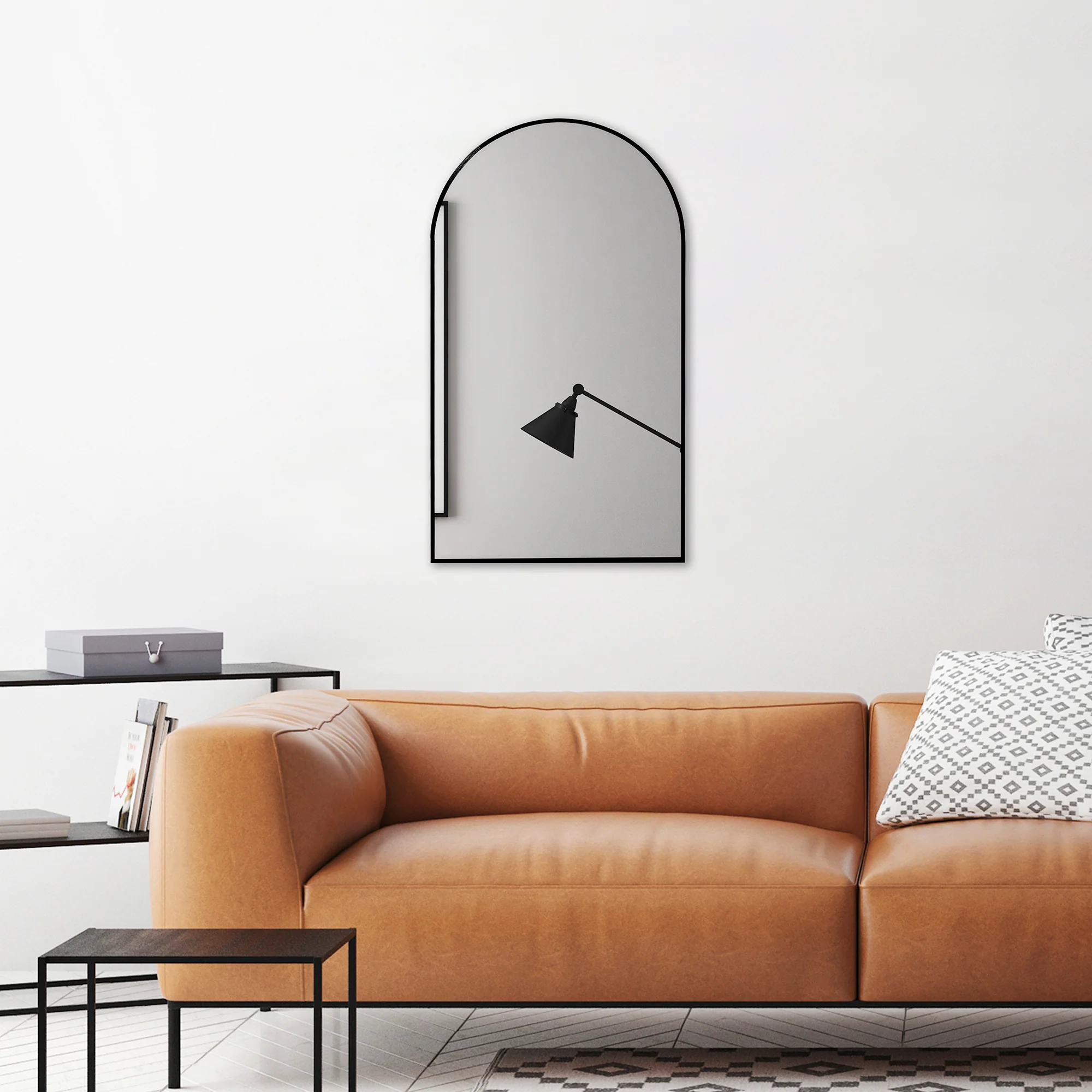 Naomi 80cm Arched Wall Mirror Black - Image 5